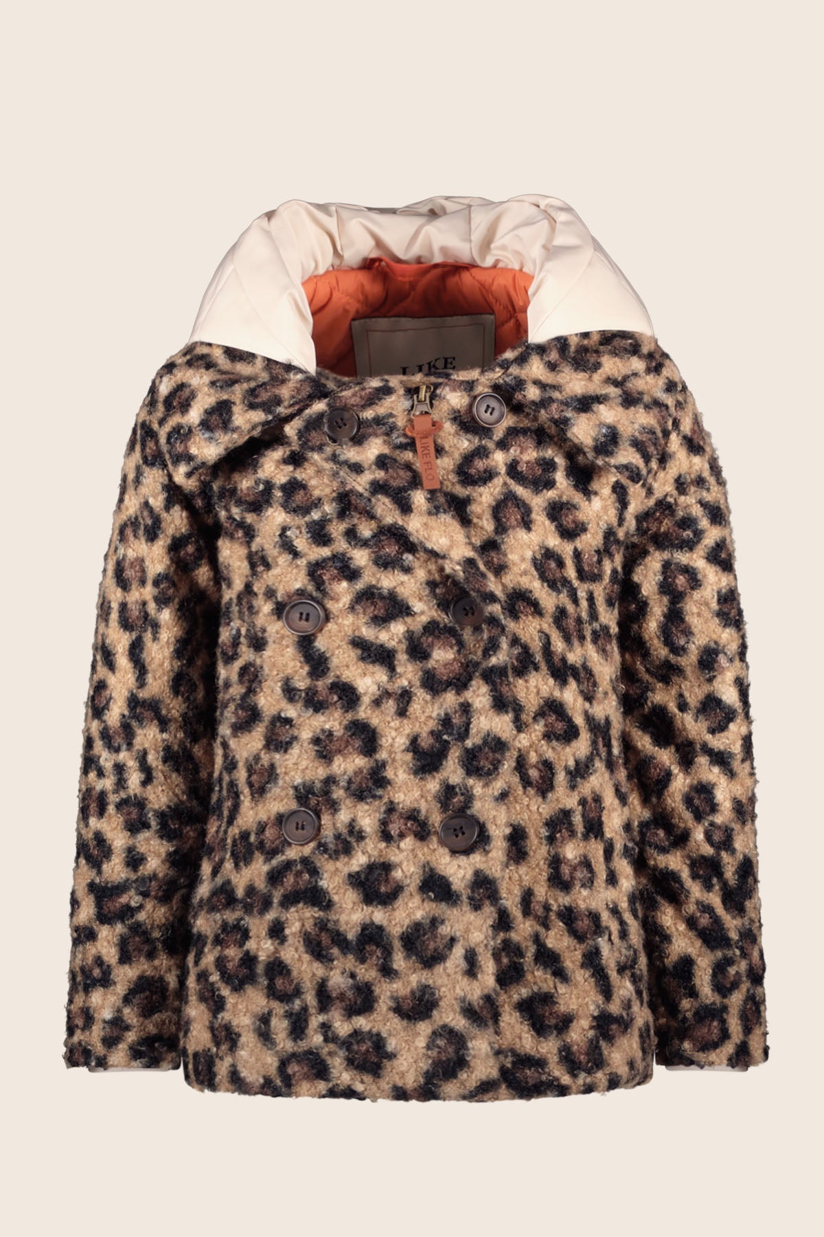 LikeFLO Girls Alexa Flo Girls Hooded Wool Jacket Chestnut Panther - LikeFlo