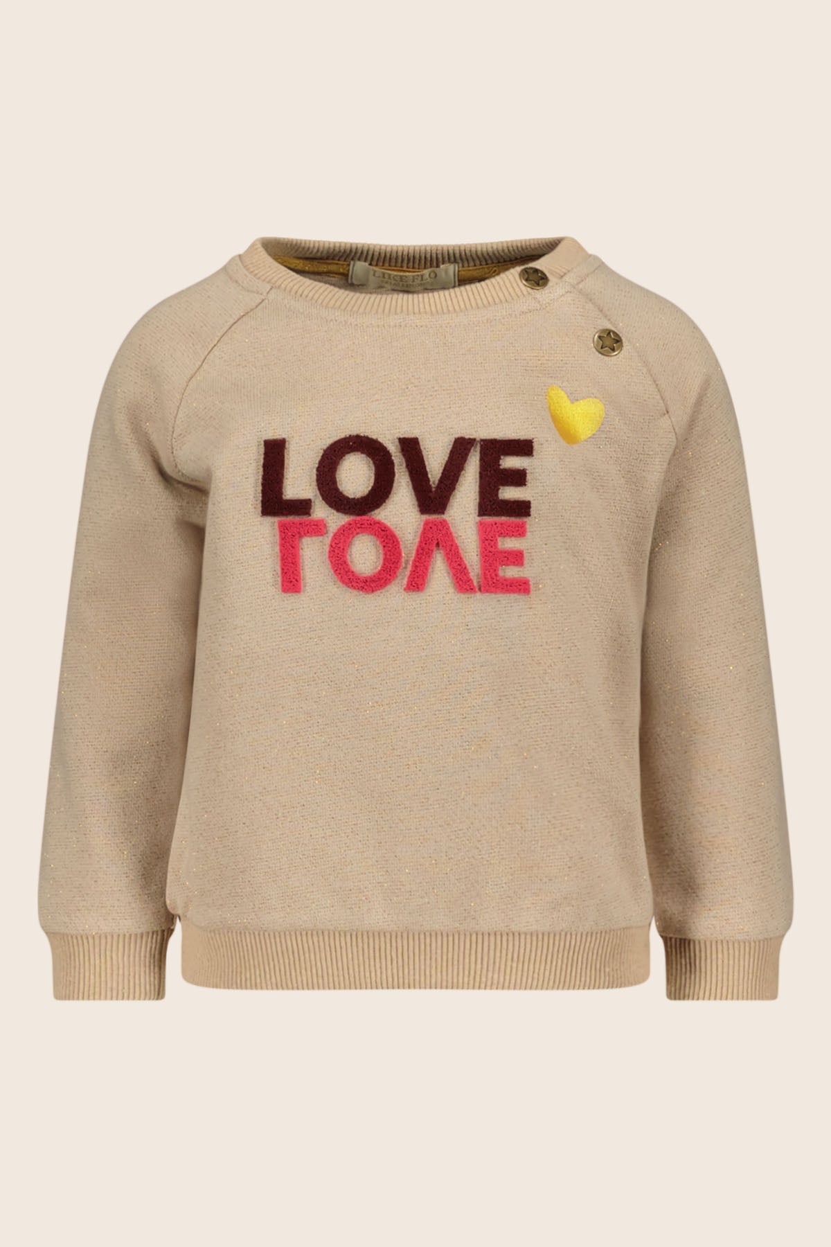 LikeFLO Mini Gigi Mini Flo Sweater With Artwork Grey Melee Golden Lurex - LikeFlo