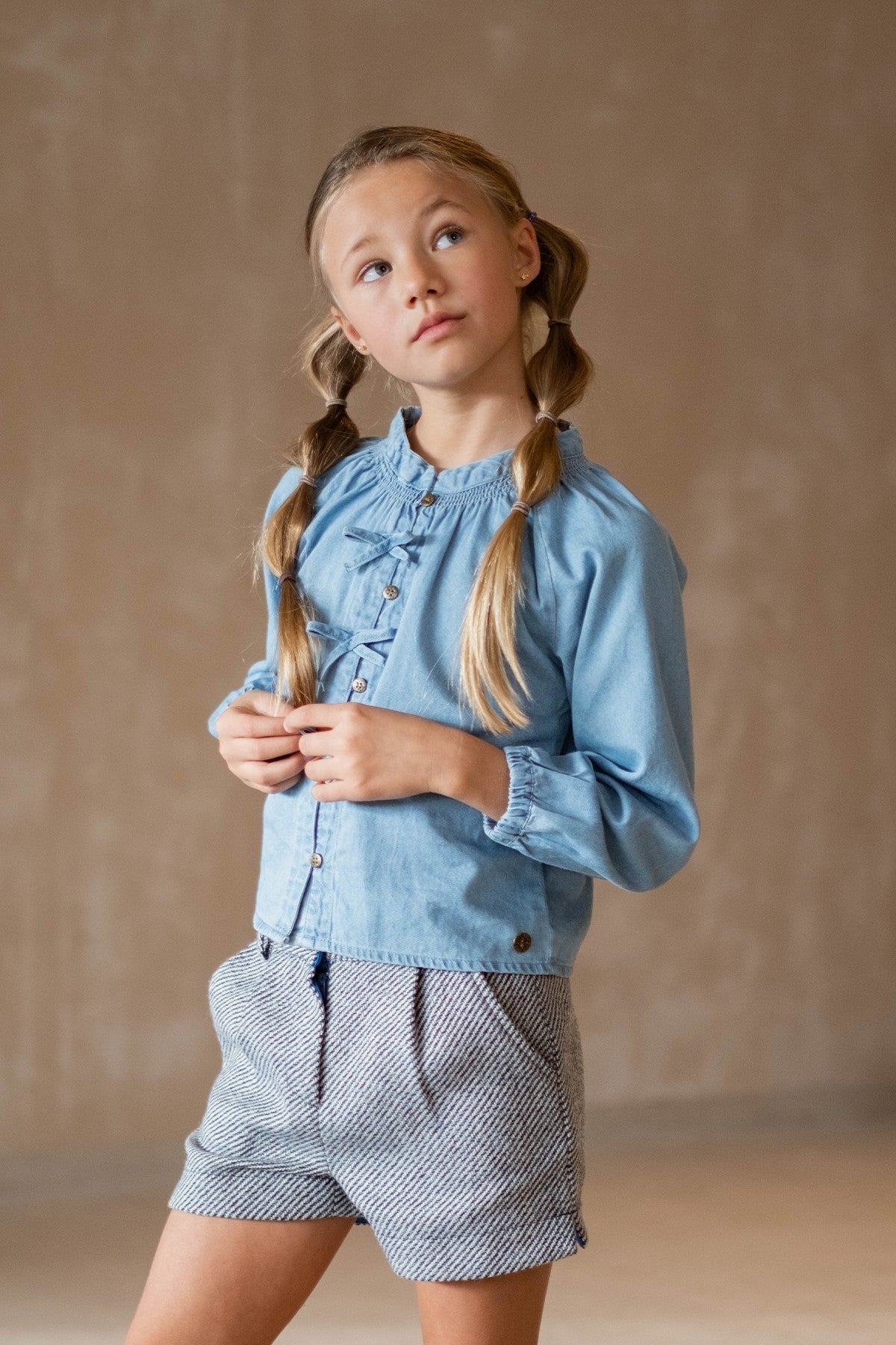 Like Flo Chei Blouse Lt Denim