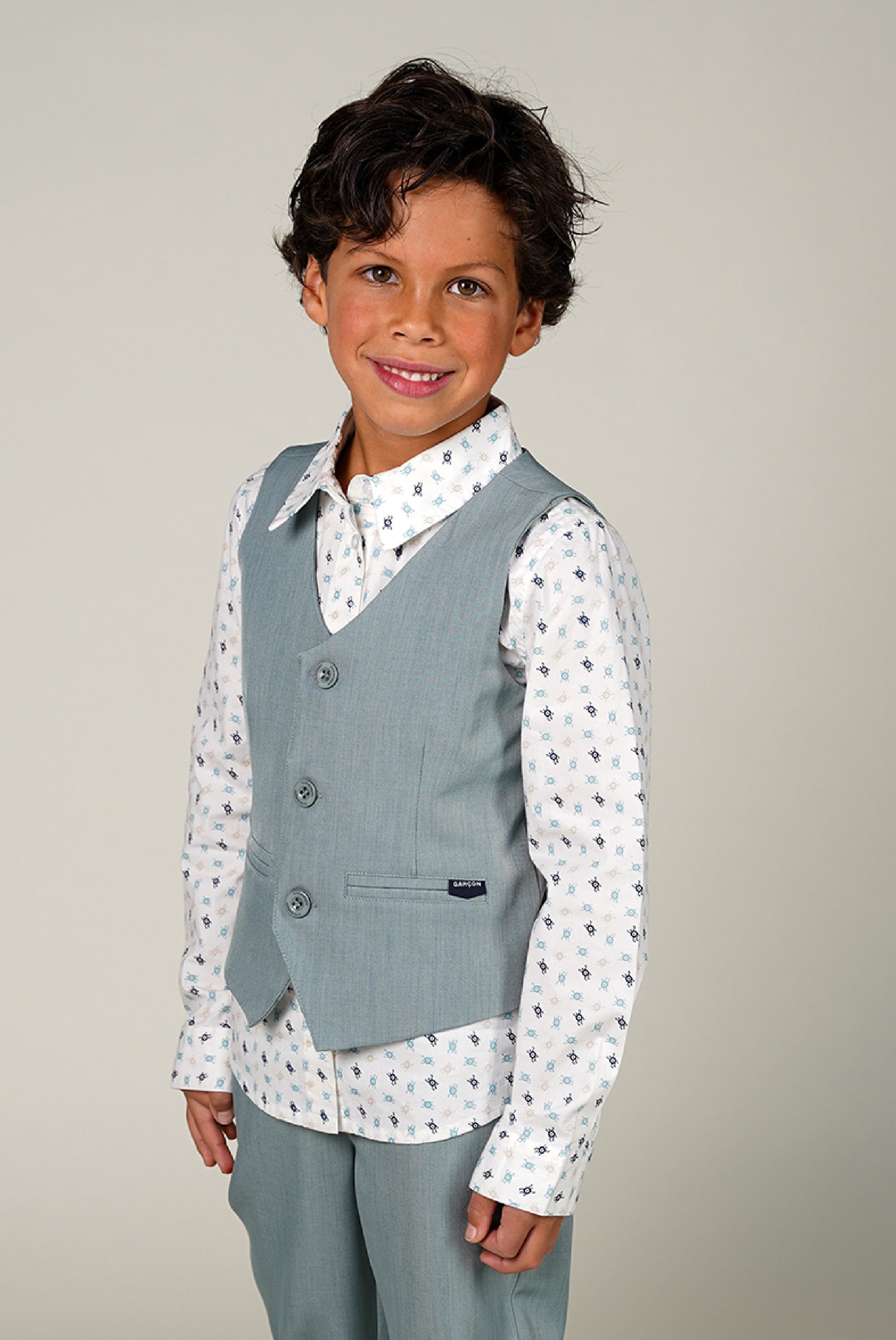 Le Chic Garcon ART gilet. Sage Green