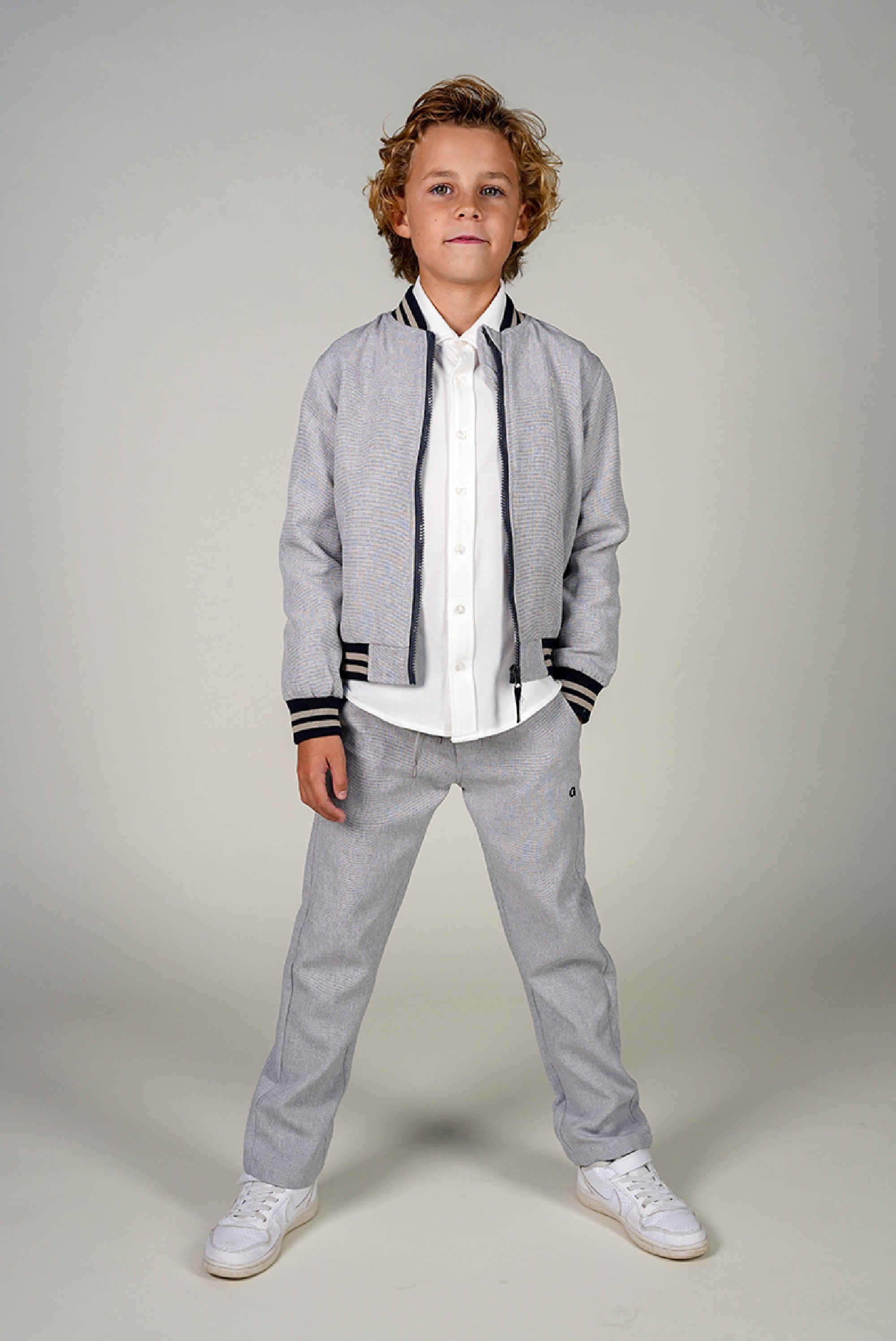 Le Chic Garcon BRIAN bomber. Grey Melange