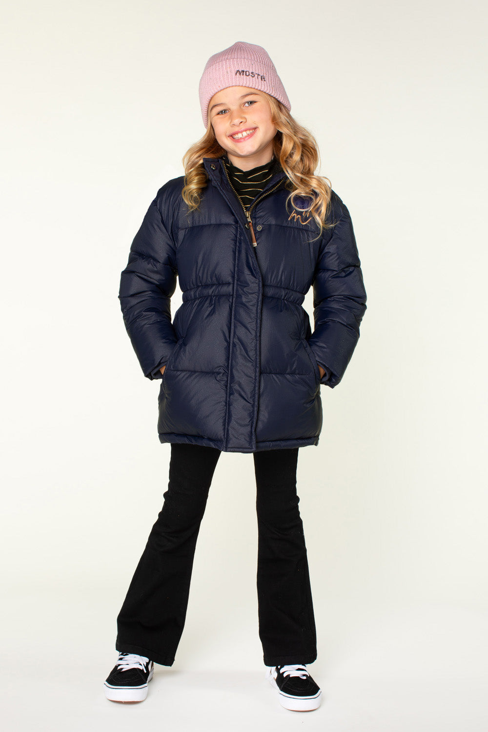 Moodstreet JUNA puffer met glitterstof navy