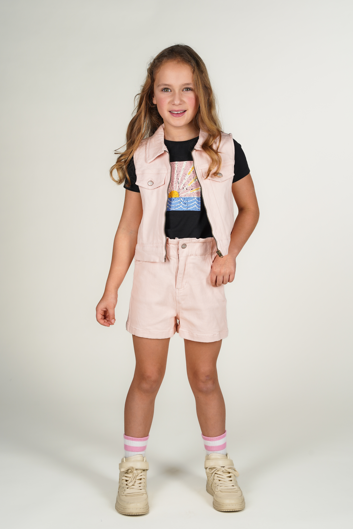 Moodstreet Valery Pink Denim Gilet