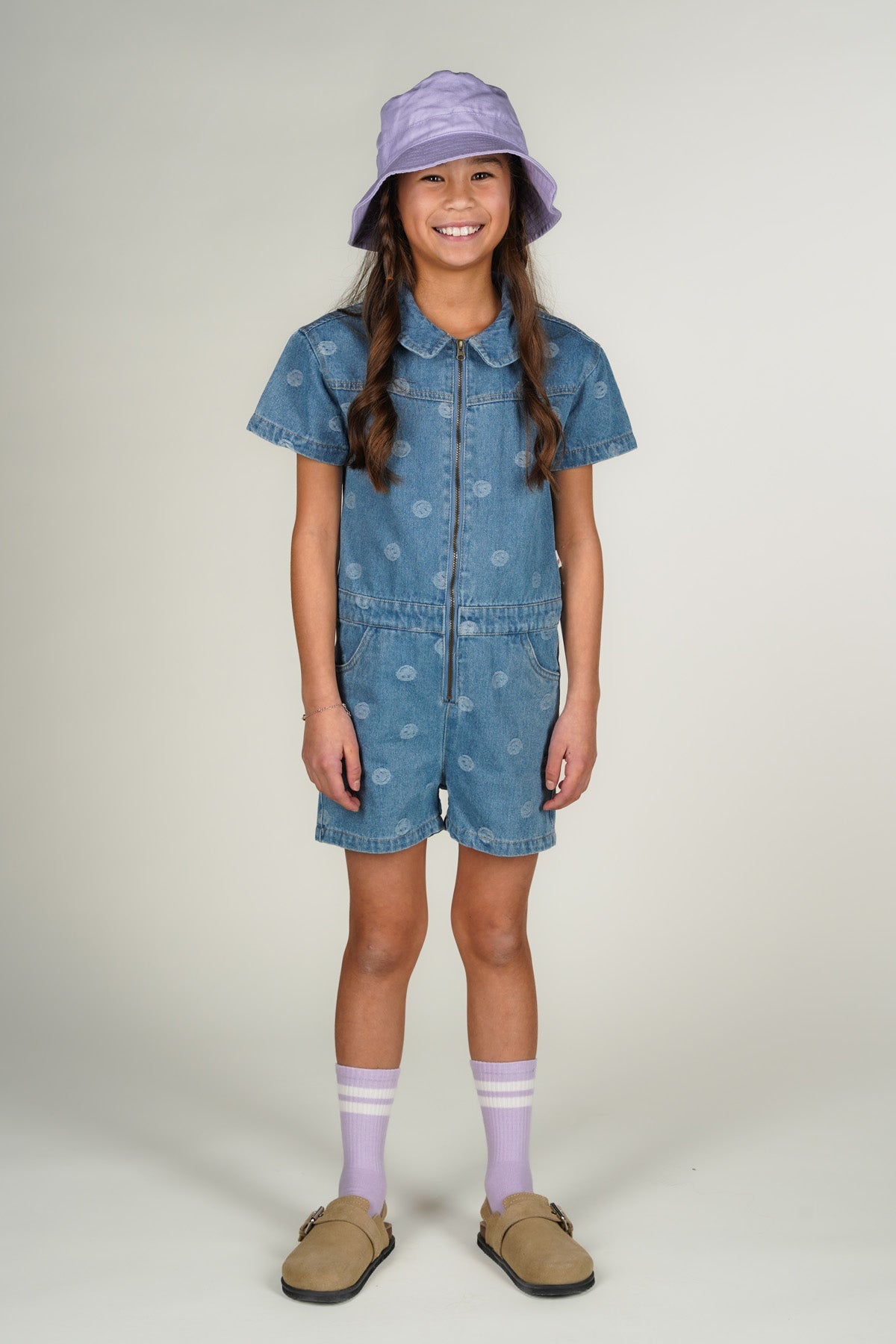 Moodstreet Bobbi Smiley-Denim Playsuit
