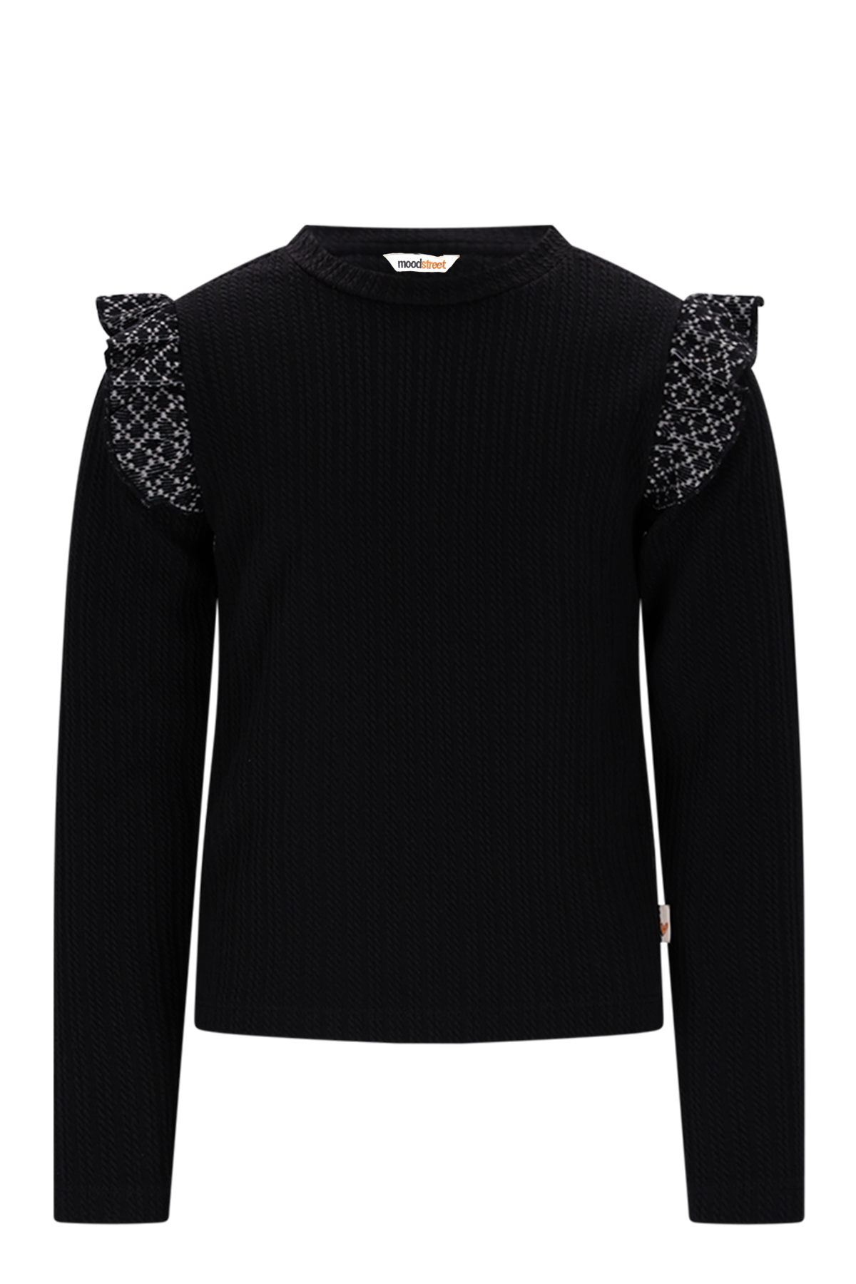 Moodstreet Senna Ruffle Top -Zwart-