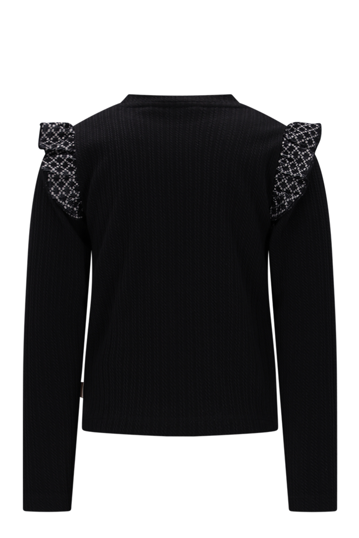 Moodstreet Senna Ruffle Top -Zwart-