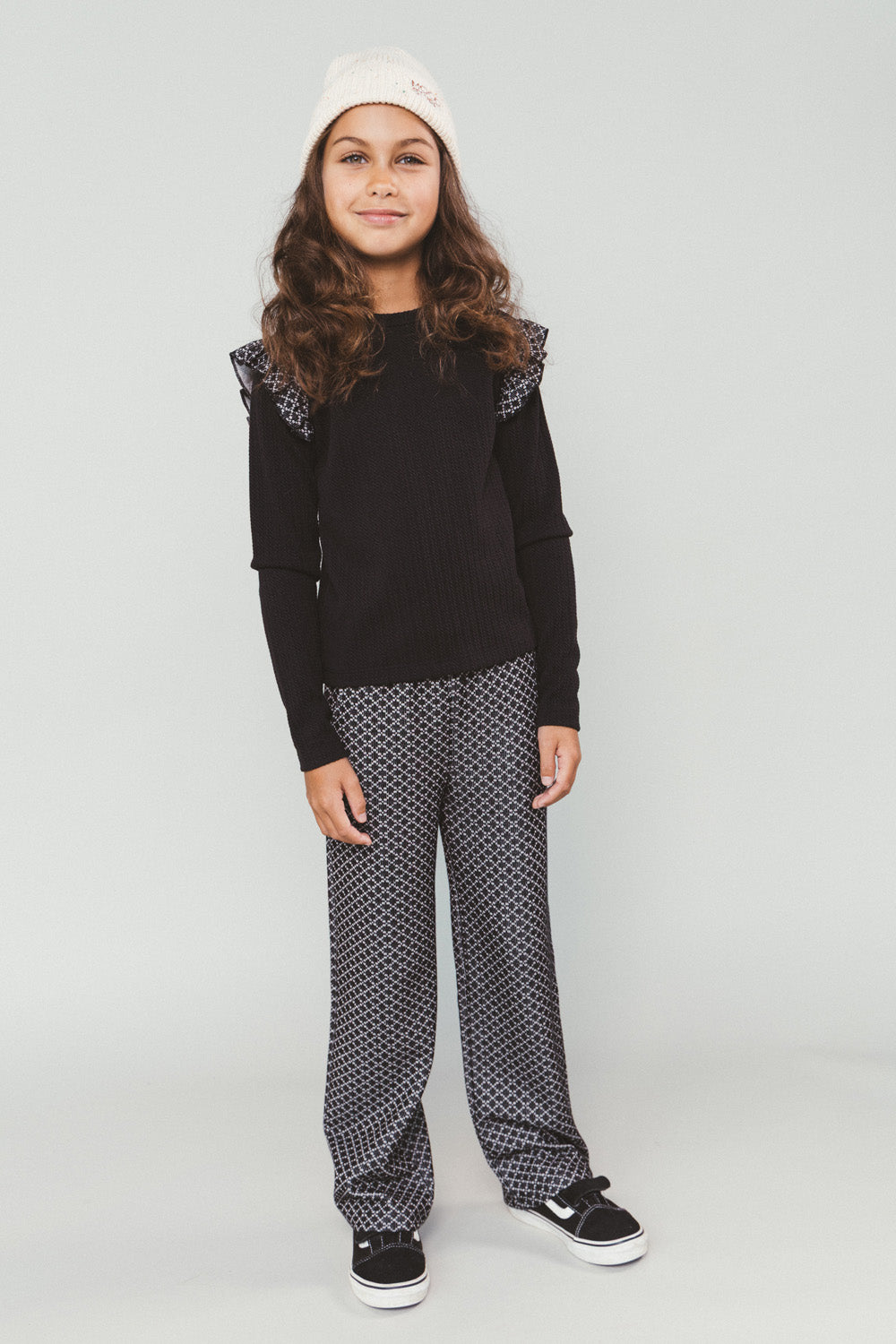 Moodstreet Senna Ruffle Top -Zwart-