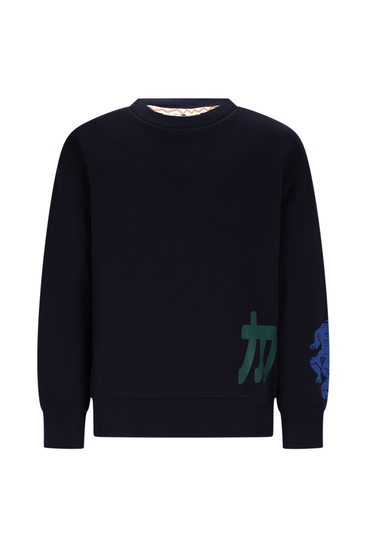 Moodstreet Simon Side Print Sweater -Blauw-