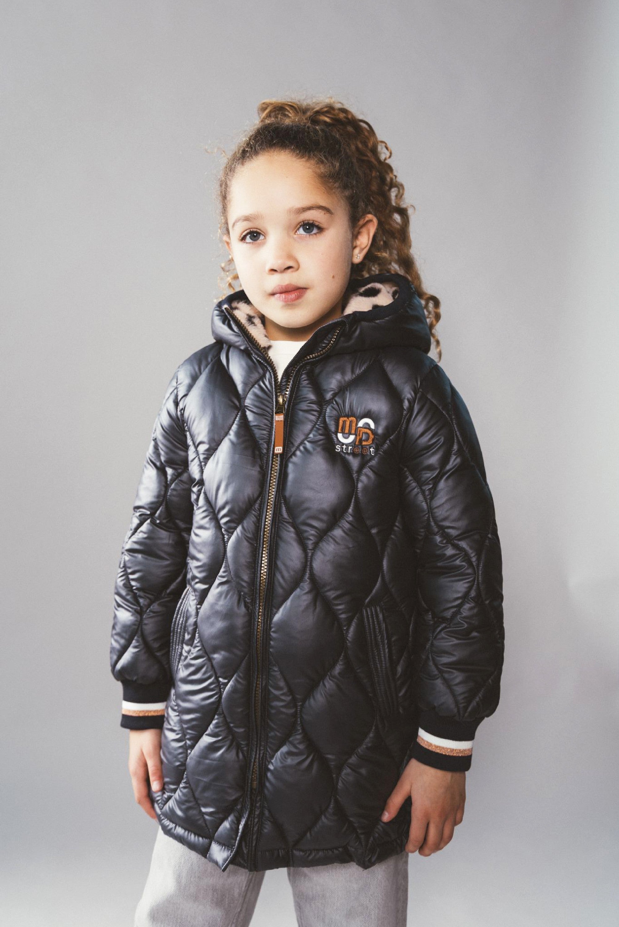 Moodstreet JULA golvend stiksel parka - Navy