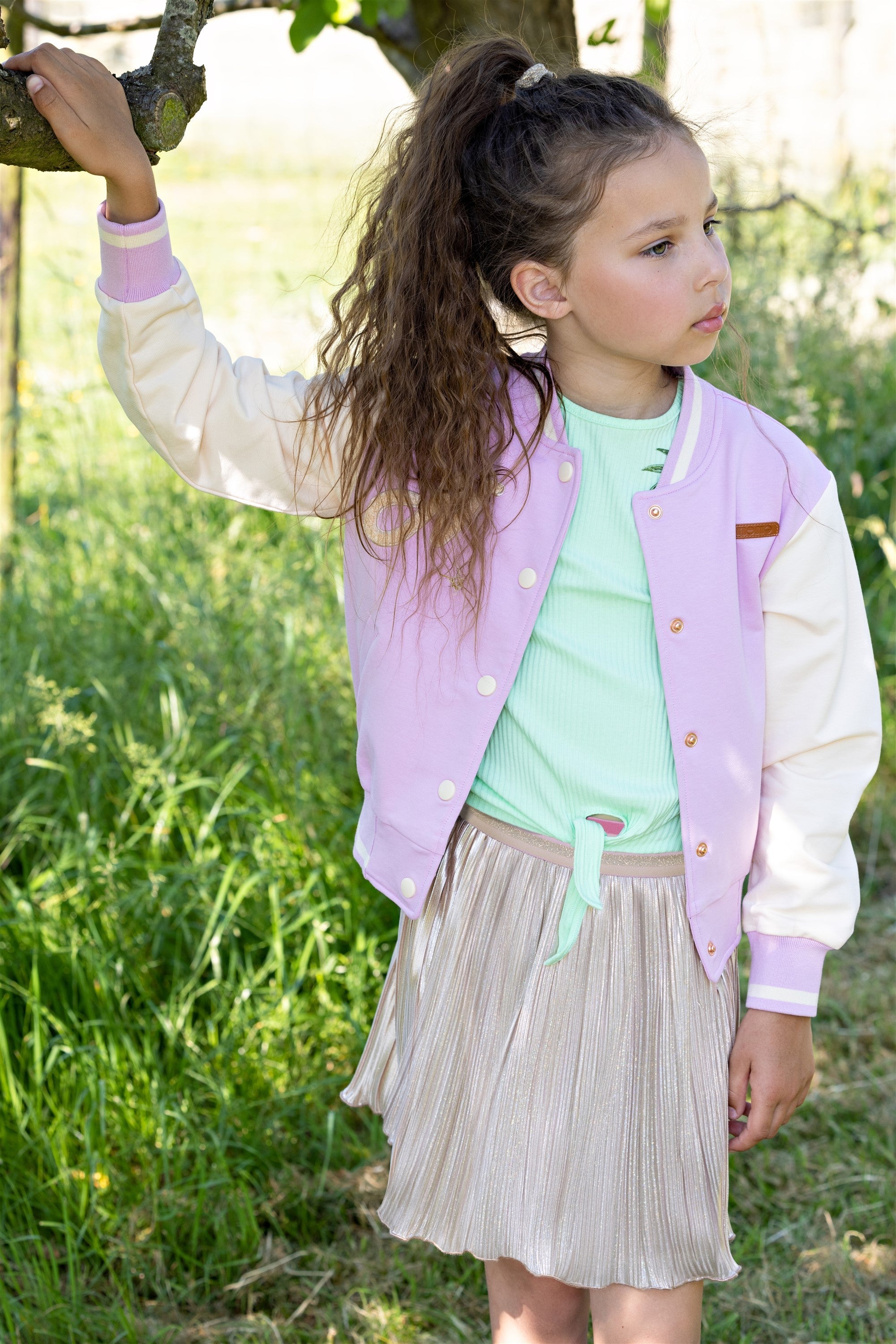 NoNo Komy Rib Jersey Knoopt Blouse Groen