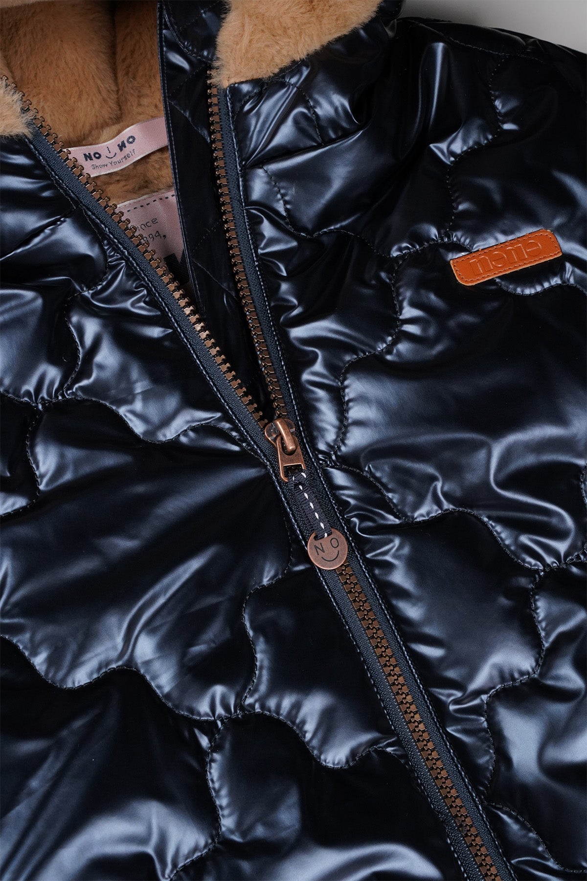 NoNo Bee Gestepte Winterjas met Capuchon Navy