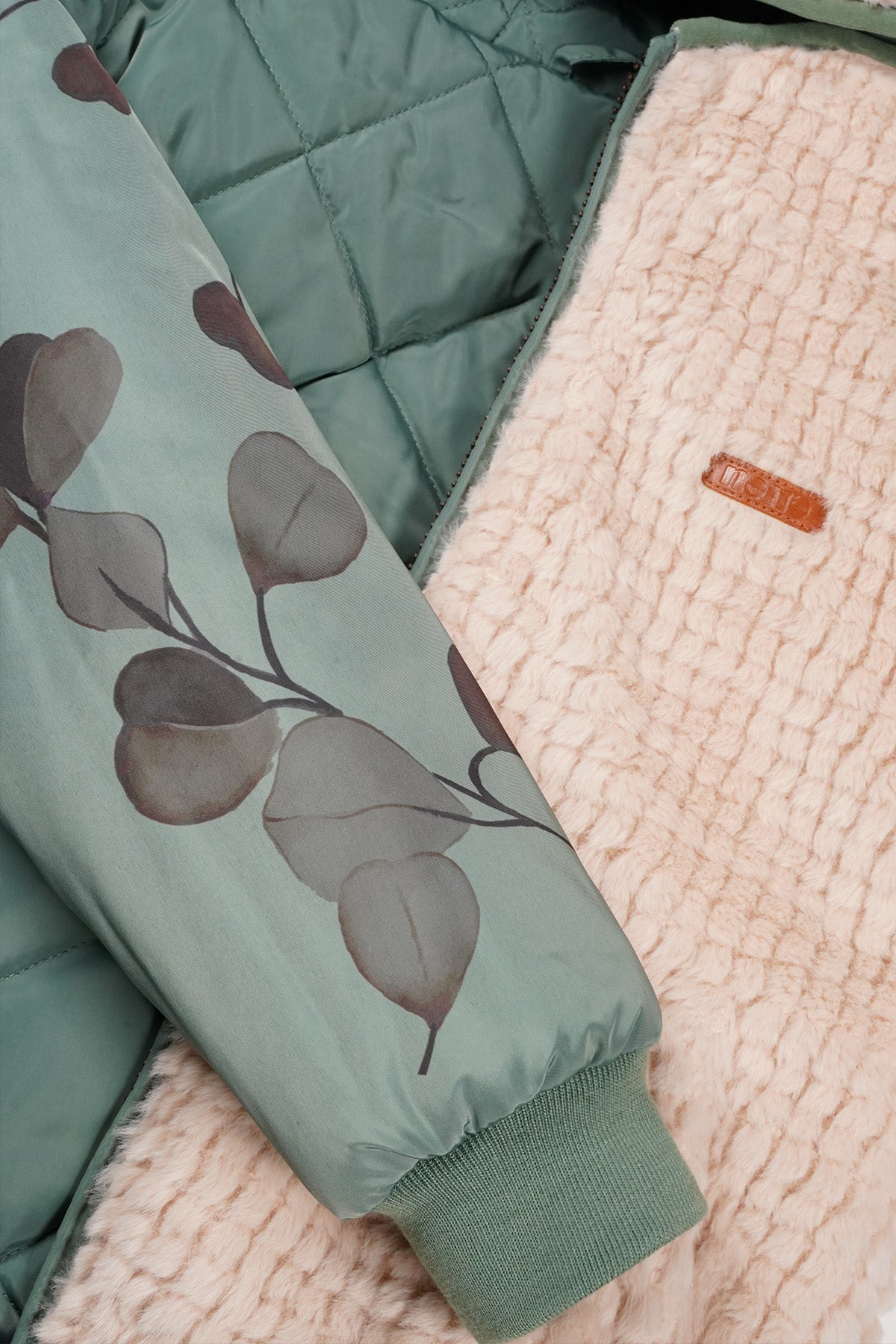 NoNo Bomby Reversible Winterjas met Print op de mouw Groen