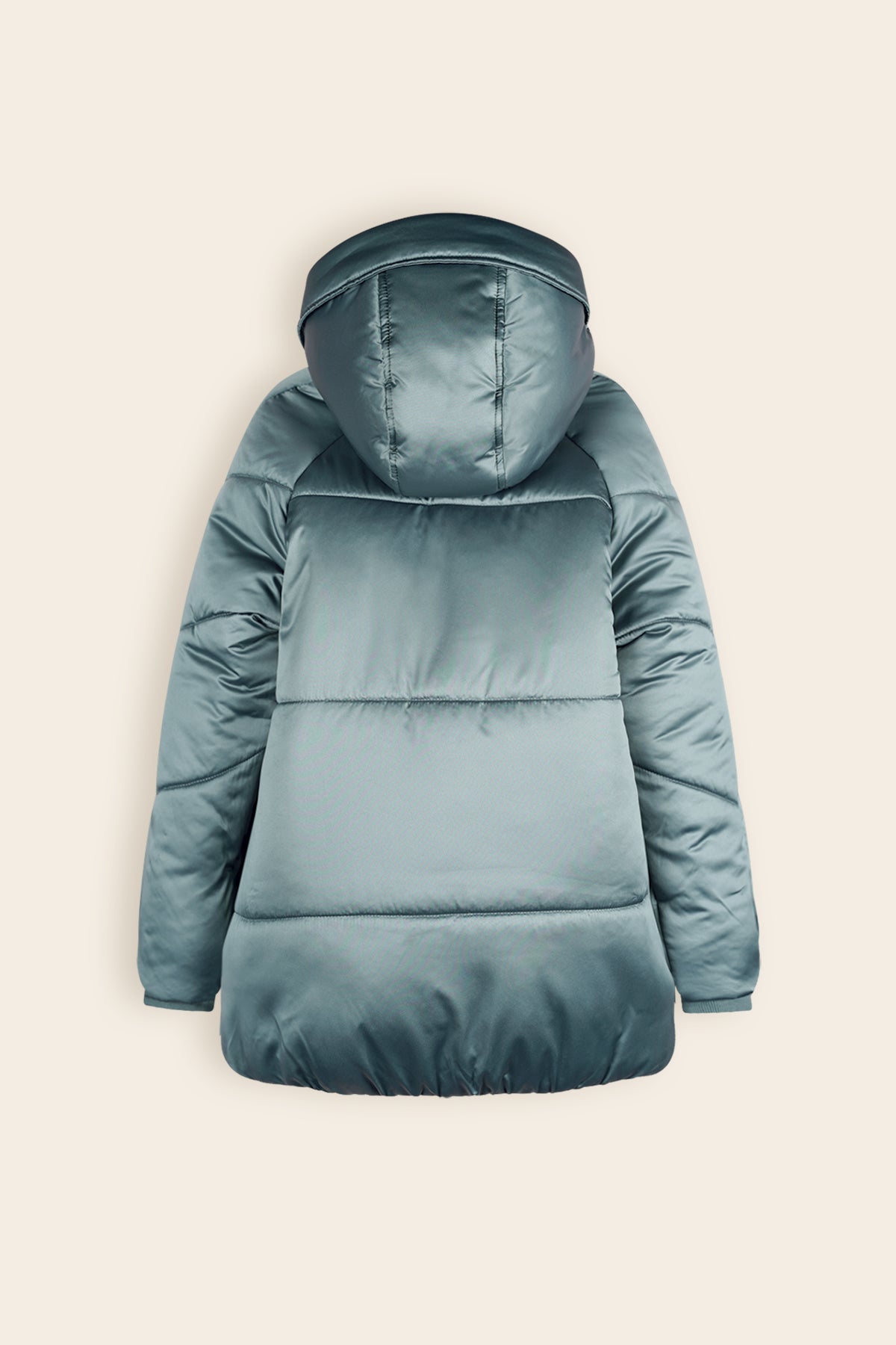 NoNo Baybee Halflange Satijnen Winterjas met Capuchon Groen