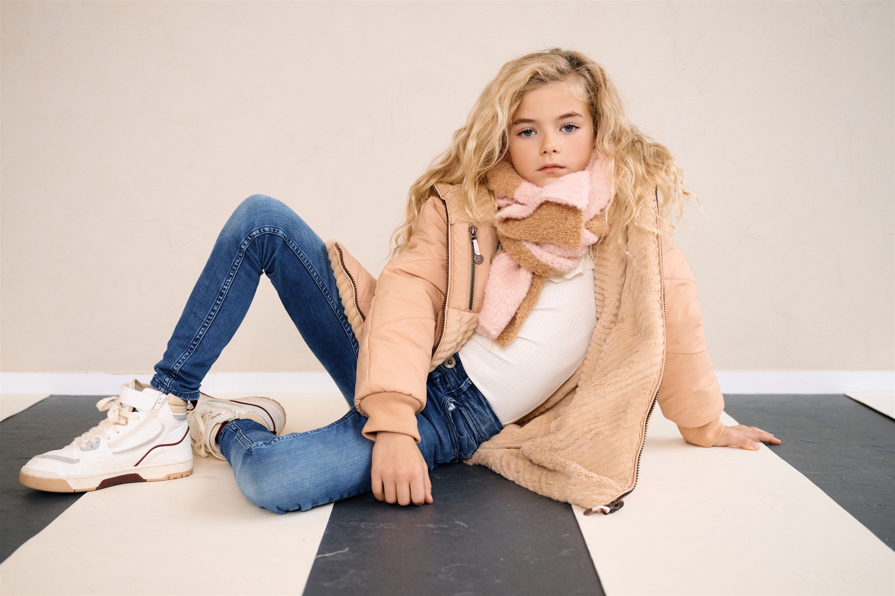 NoNo Baybee Reversible Mid Lange Winterjas Zand