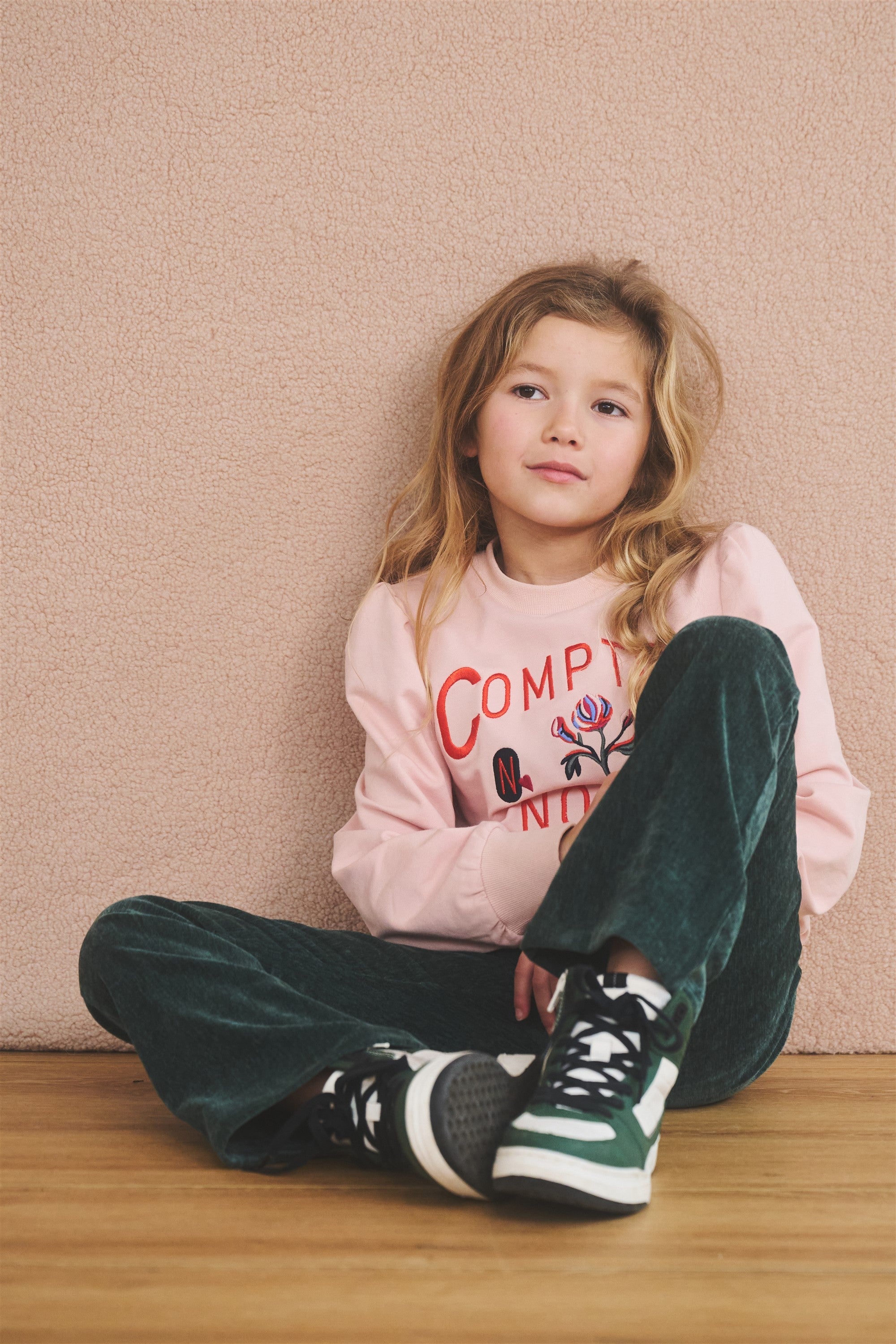 NoNo Kulet Sweater met Pofmouwen Zacht Roze