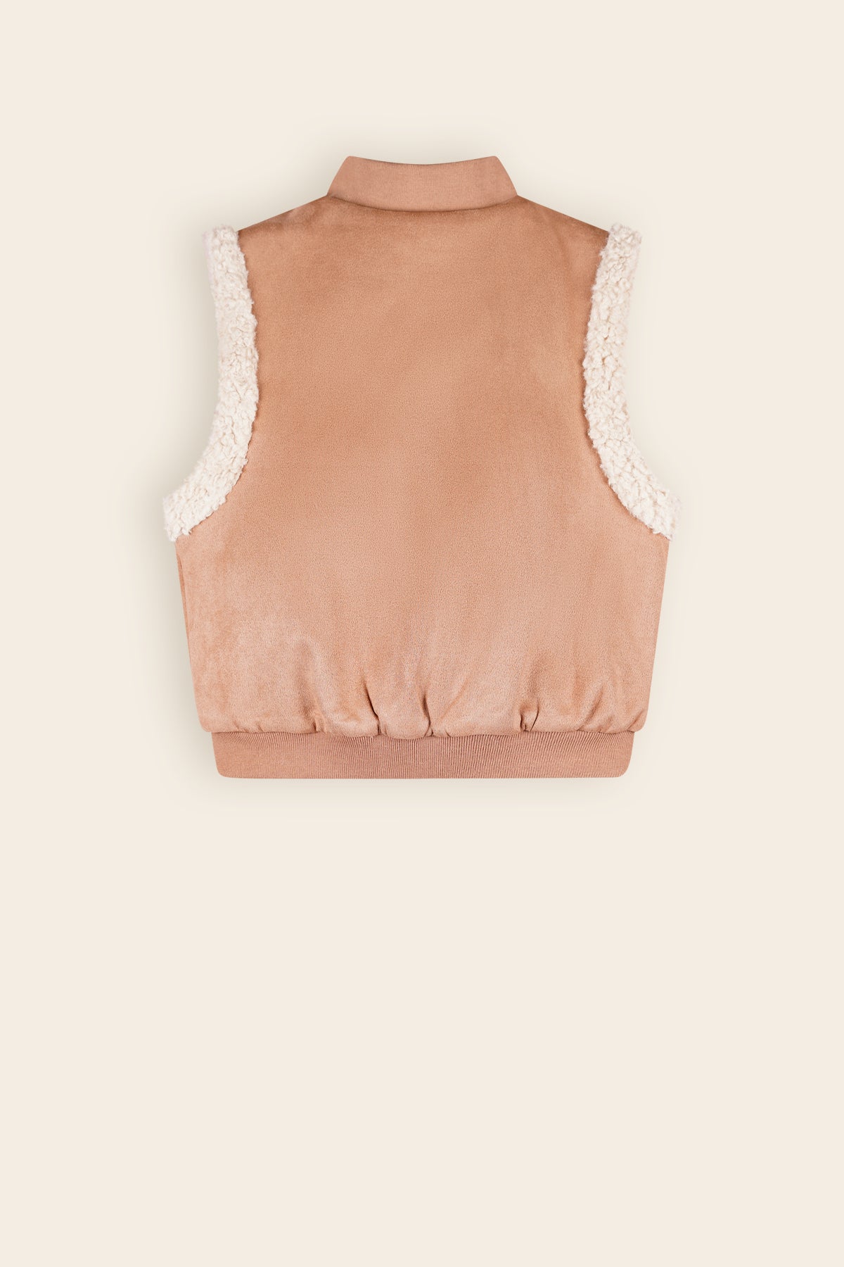 NoNo Kenna Reversible Gilet met Zacht Bont & Suede Taupe
