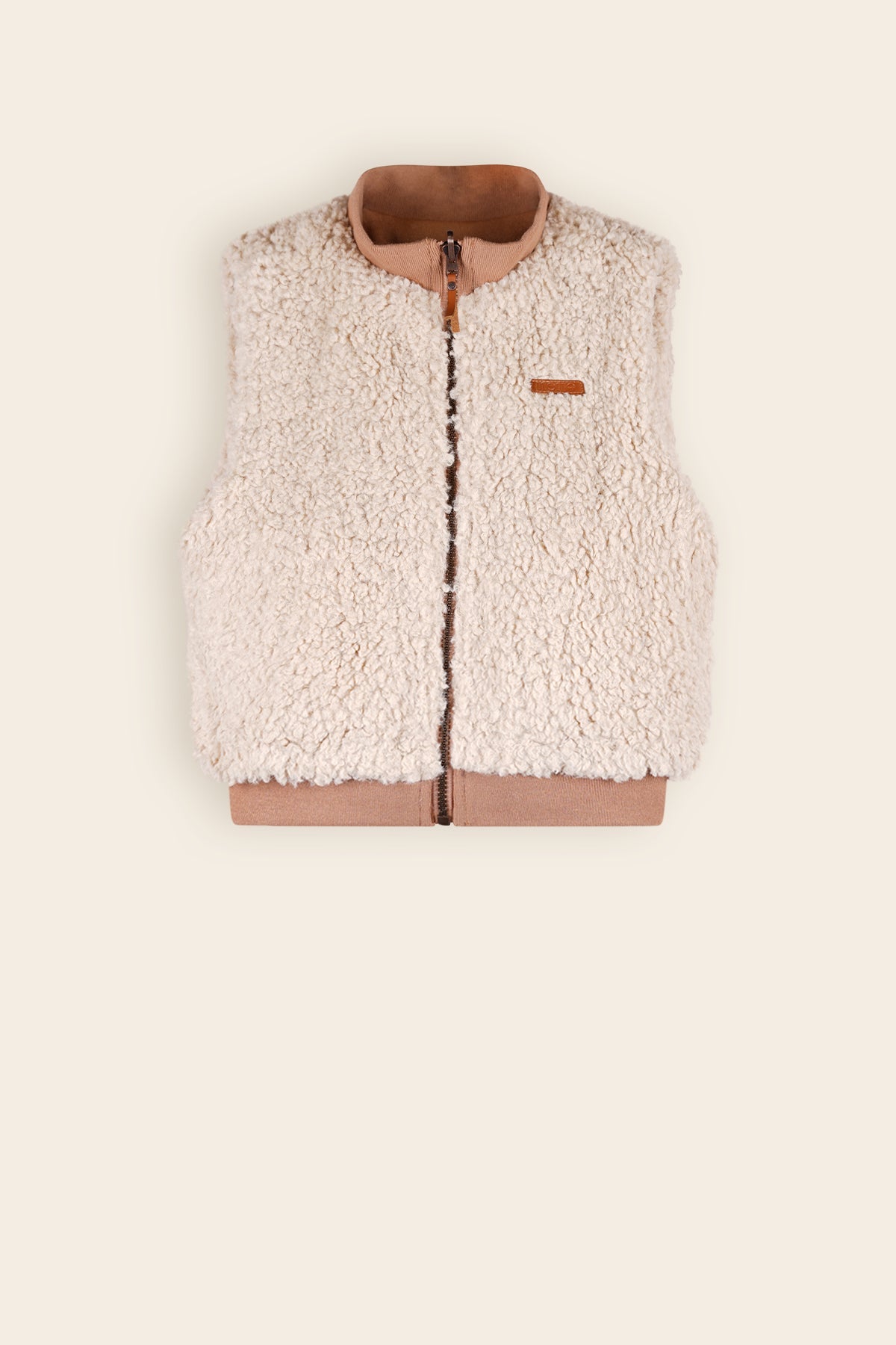 NoNo Kenna Reversible Gilet met Zacht Bont & Suede Taupe
