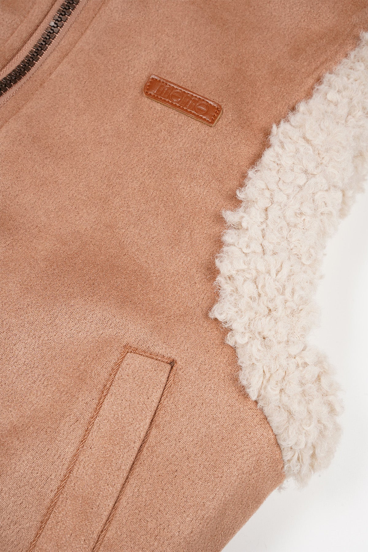 NoNo Kenna Reversible Gilet met Zacht Bont & Suede Taupe