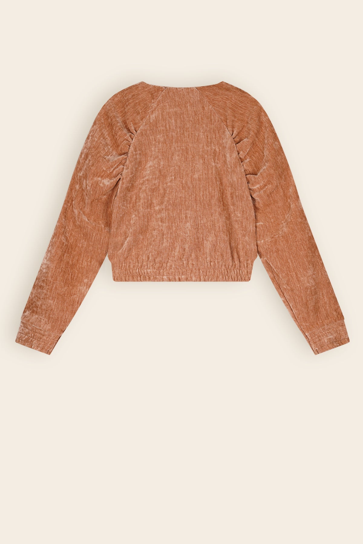 NoNo Doret Cropped Velvet Stretch Vestje Taupe