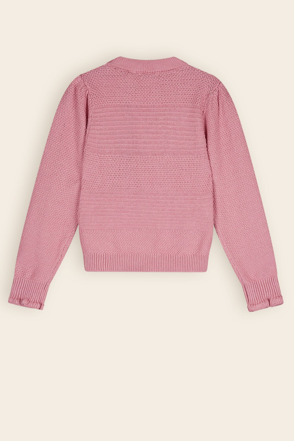NoNo Kamelia Gebreide Trui met Pofmouwen Oud Roze