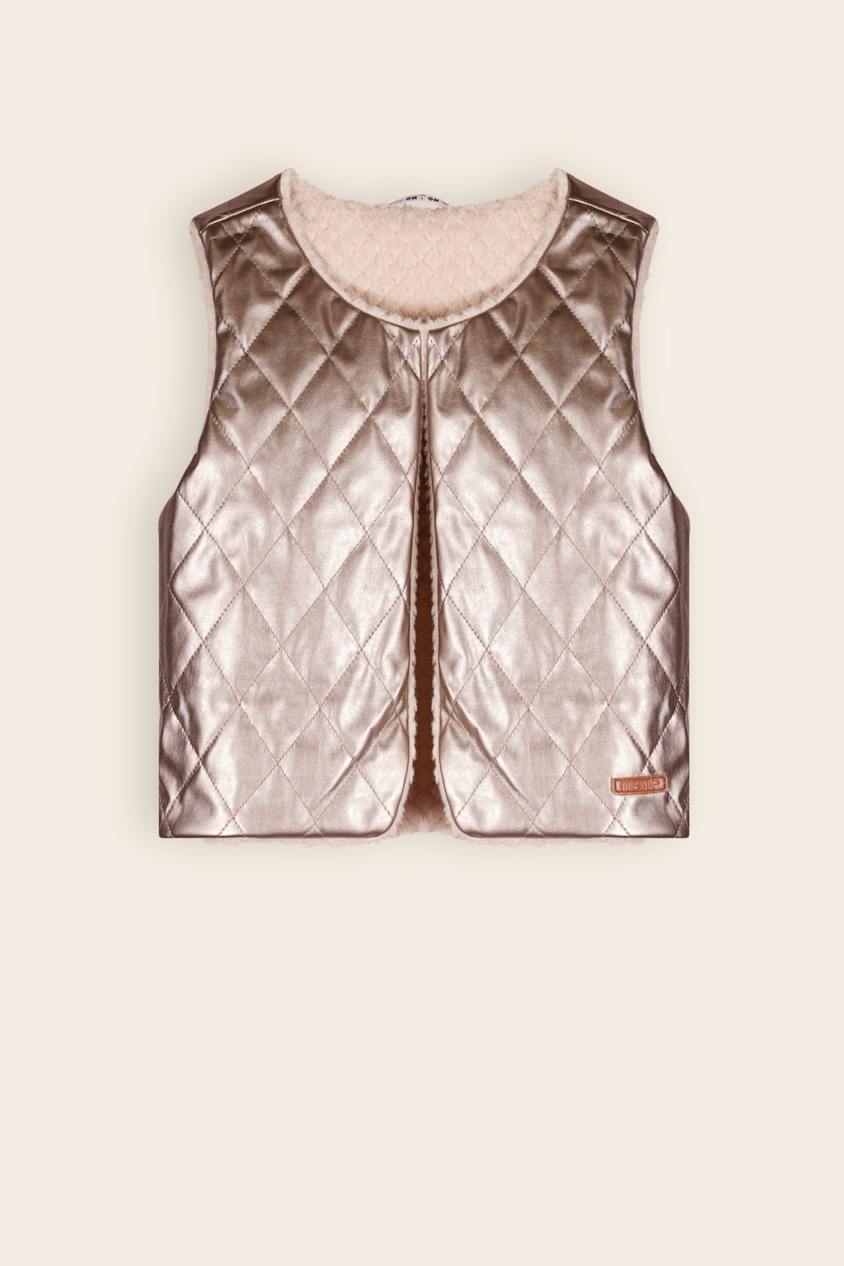 NoNo Kate Reversible Gilet met Fur & Fake Leather Ivoor