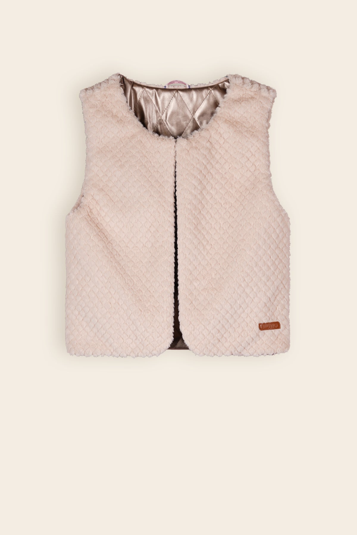 NoNo Kate Reversible Gilet met Fur & Fake Leather Ivoor