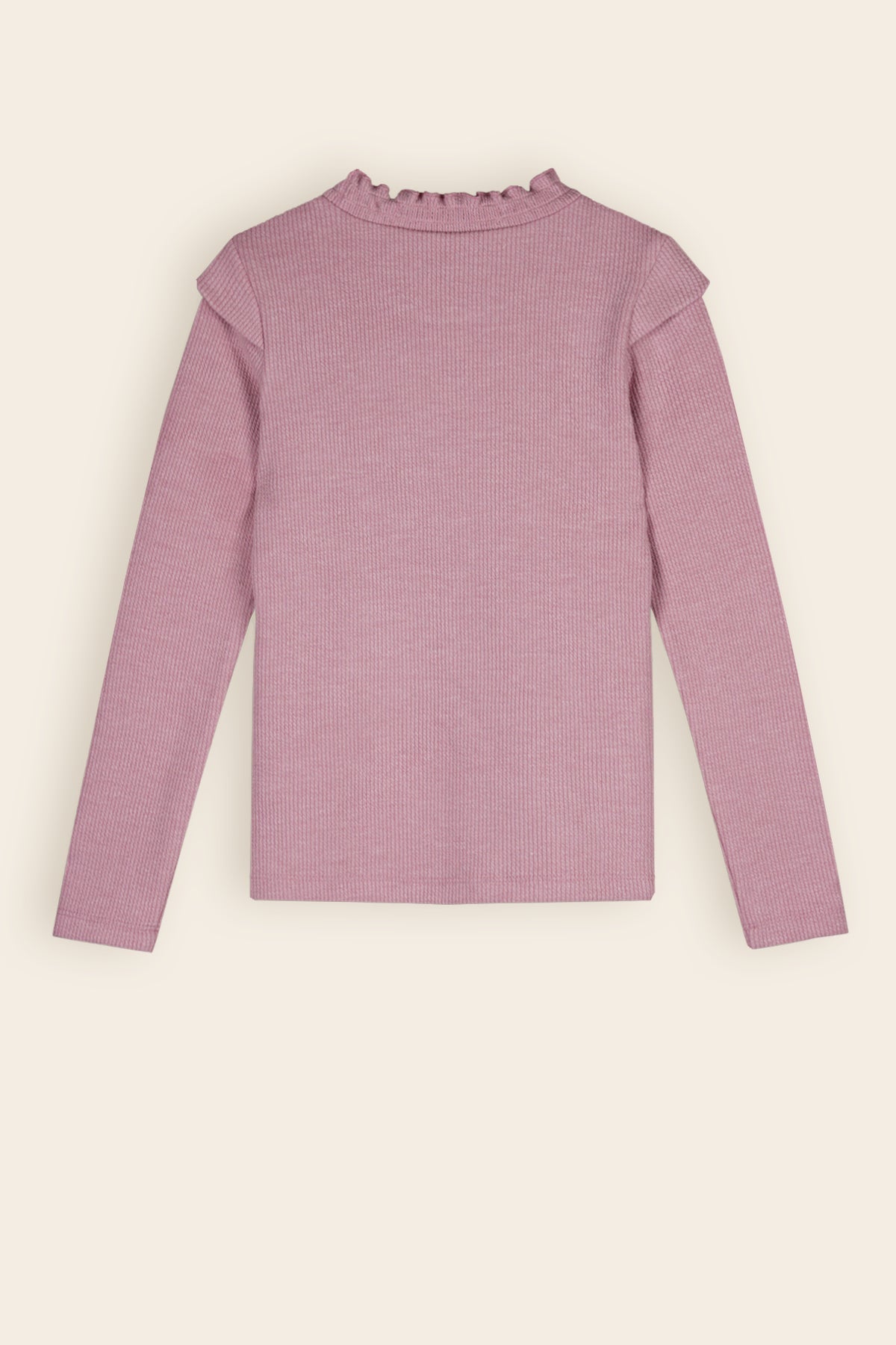 NoNo Kina Melange Rib Jersey Tshirt Oud Roze