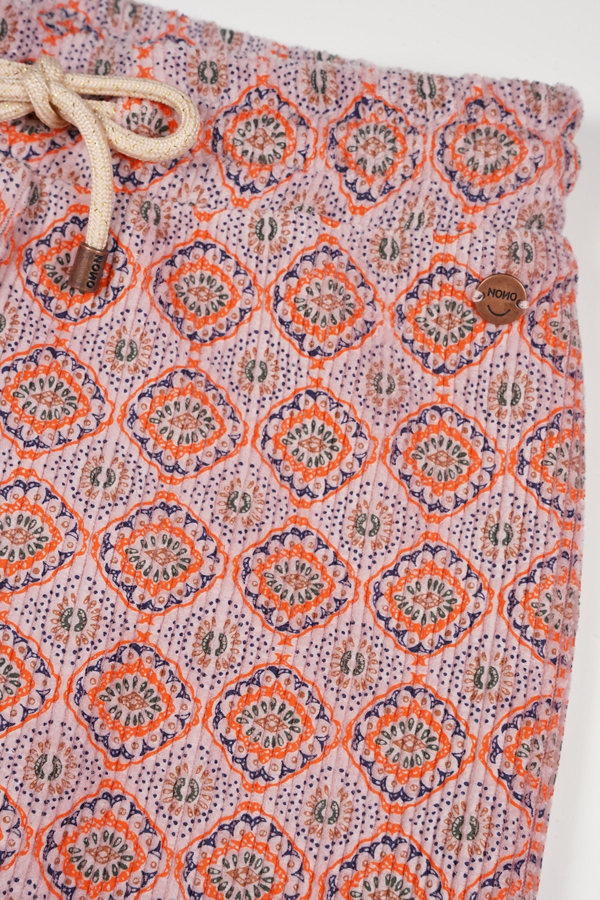 NoNo Sady Geprinte Velours Rib Jersey Broek Zacht Roze