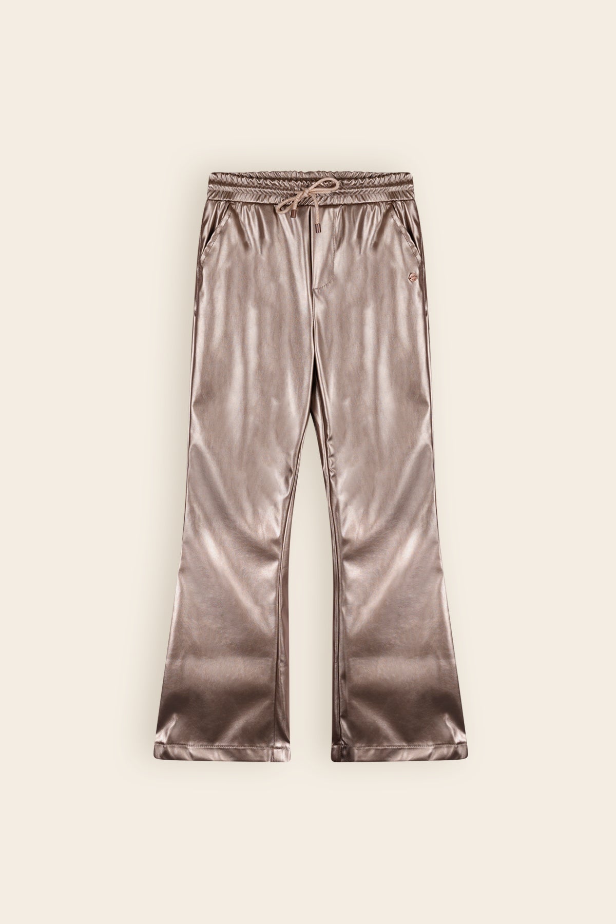 NoNo Simona Faux Leather Flared Broek Bronze