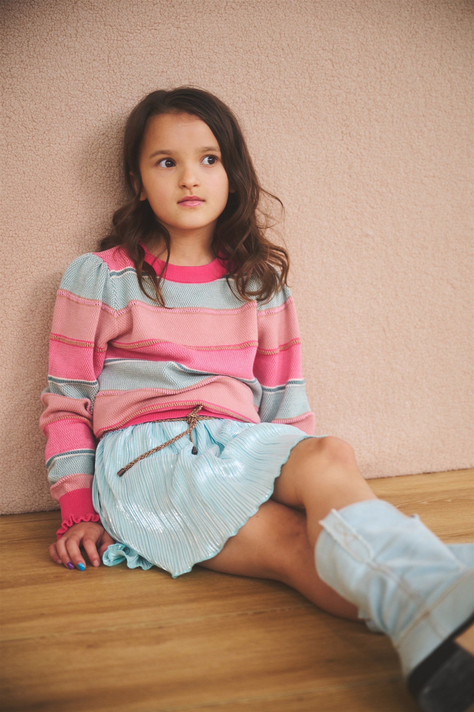 NoNo Nele Plissee Rok met Folieprint Turquoise