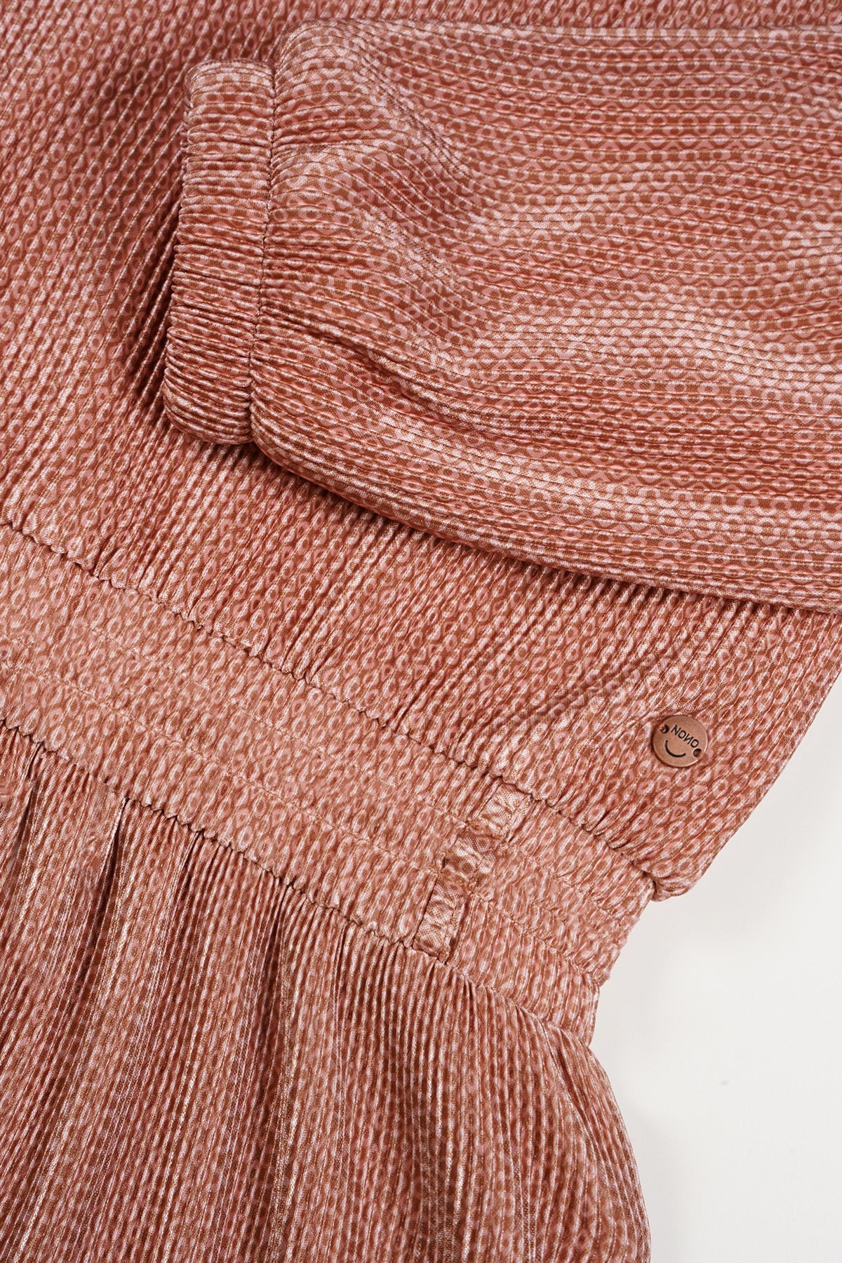 NoNo Miron Geprinte Plisee Jurk Taupe