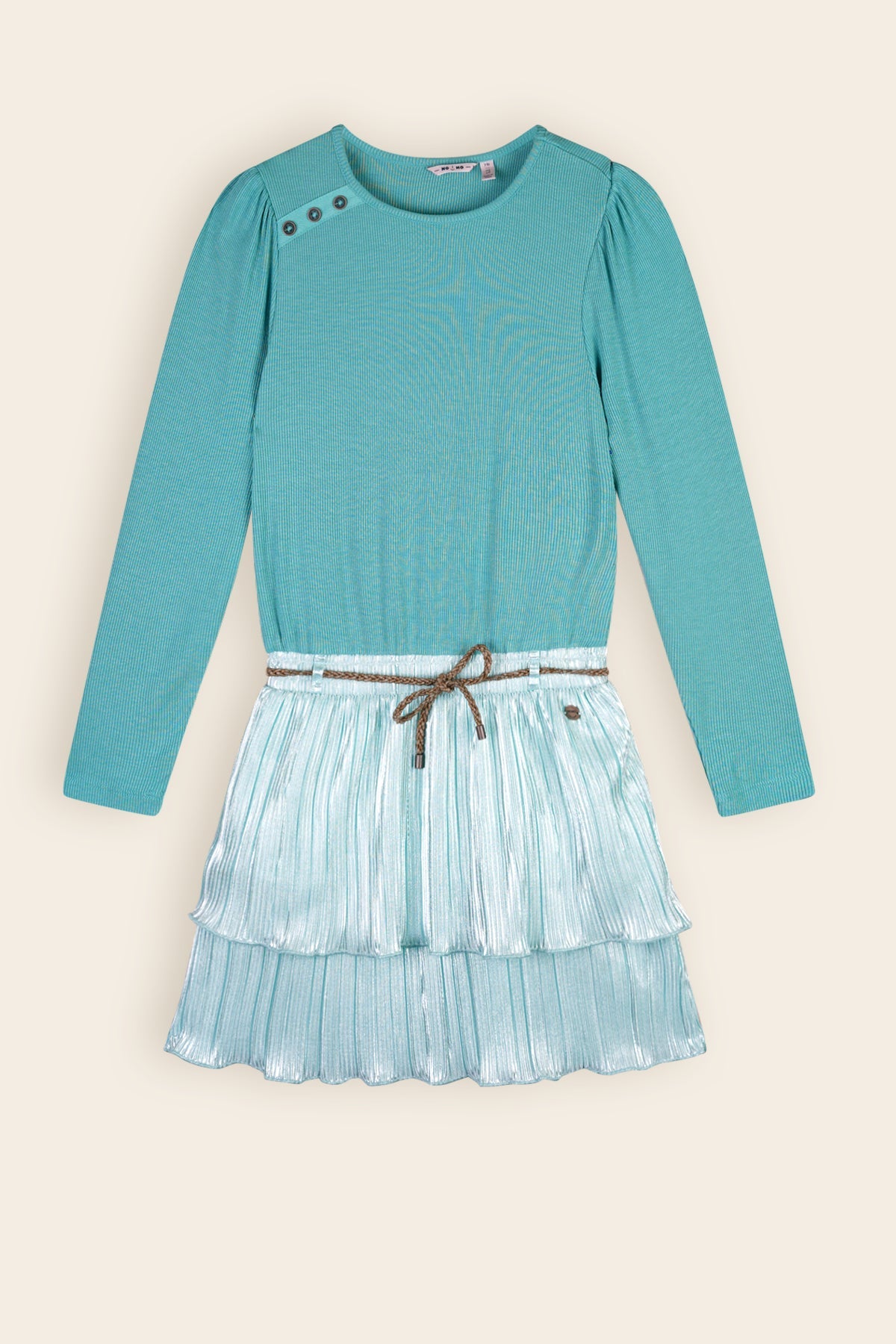 NoNo Moran Combi Jurk met Plisee Rok Turquoise