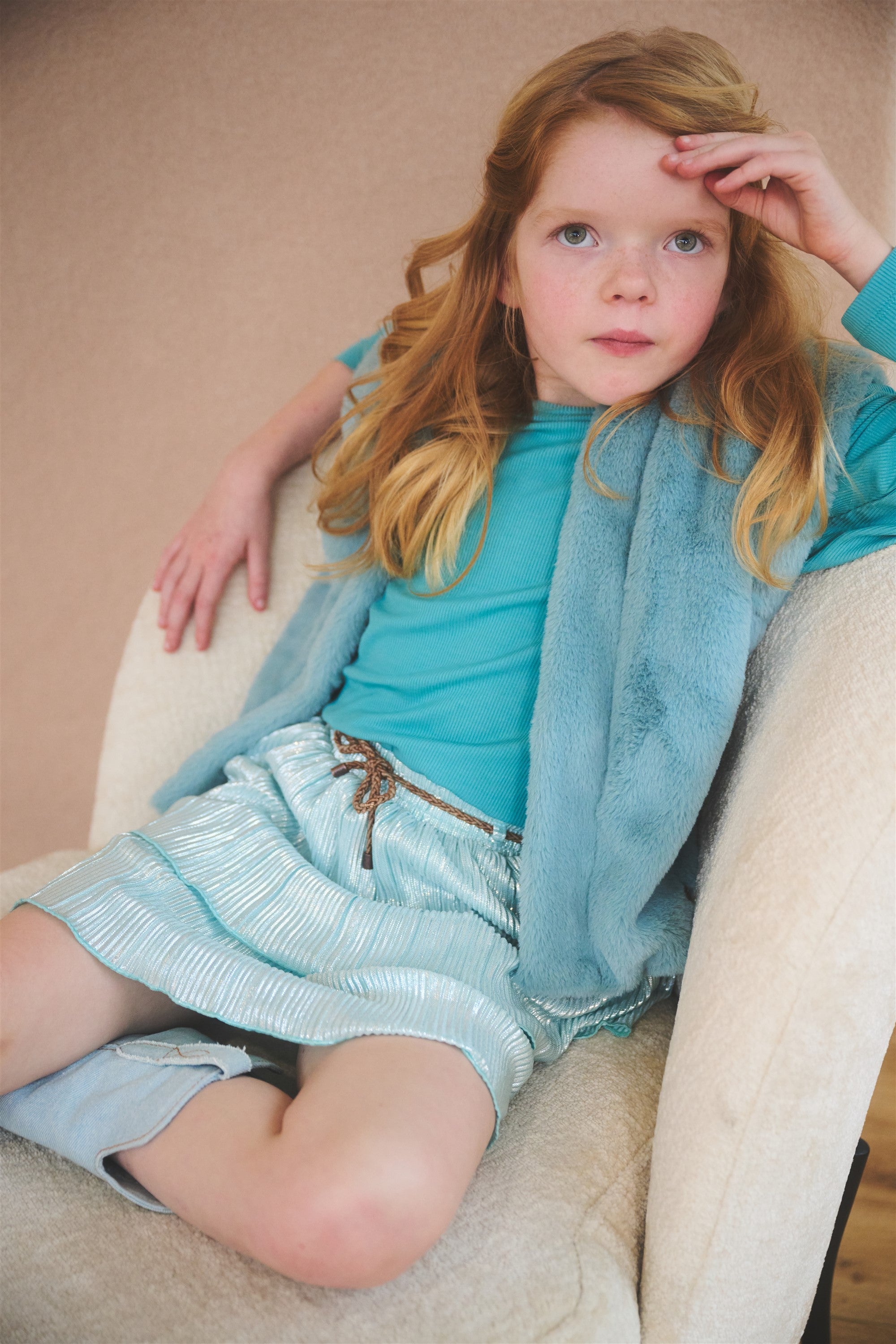 NoNo Moran Combi Jurk met Plisee Rok Turquoise