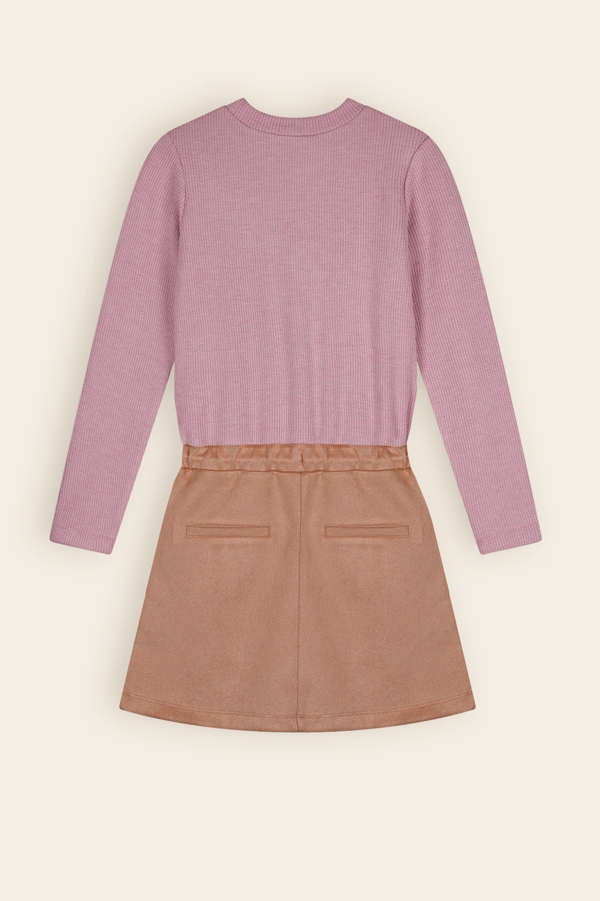NoNo Mickey Combi Jurk met Suede Rok Oud Roze