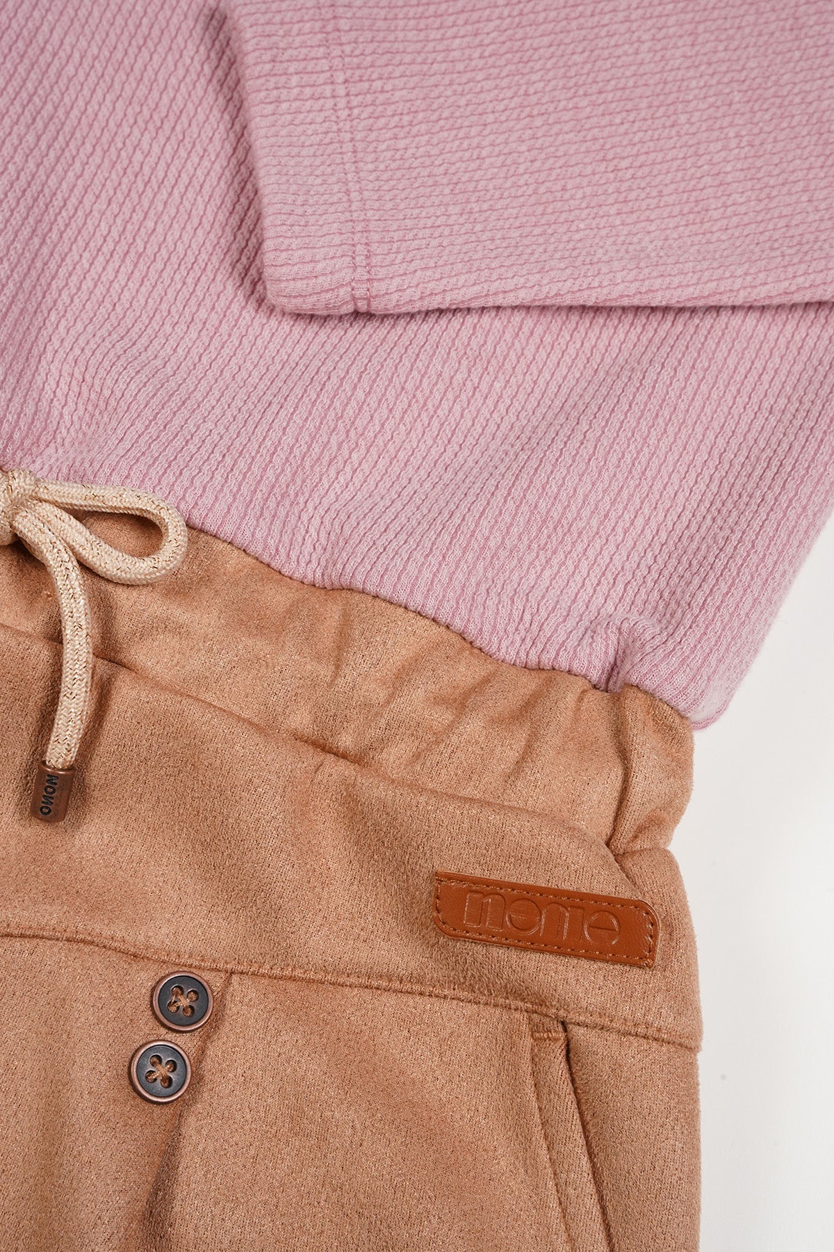 NoNo Mickey Combi Jurk met Suede Rok Oud Roze