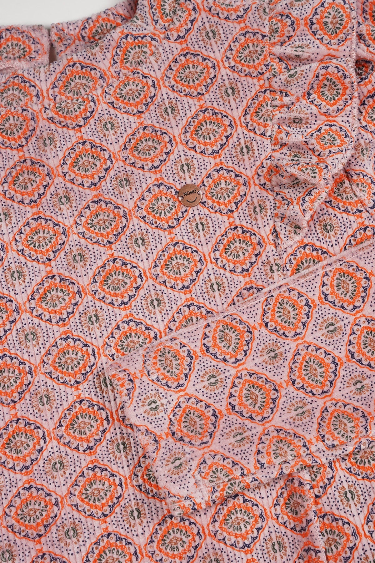 NoNo Max Geprinte Velours Rib Jersey Jurk Zacht Roze AOP