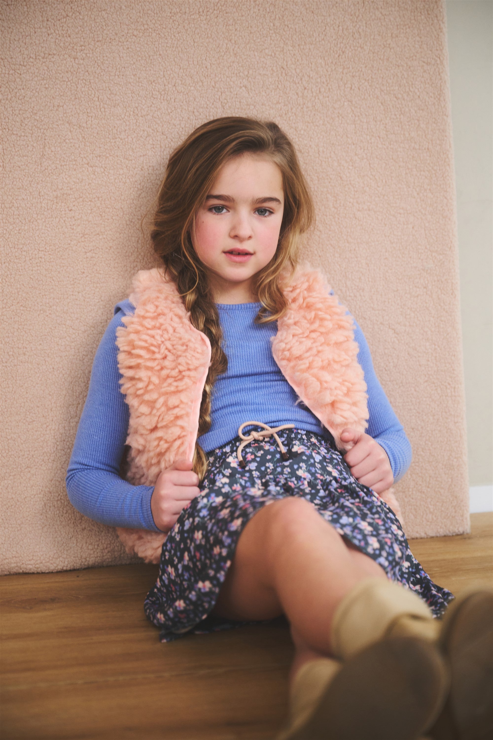 Katya Fluffy Reversible Gilet Blush