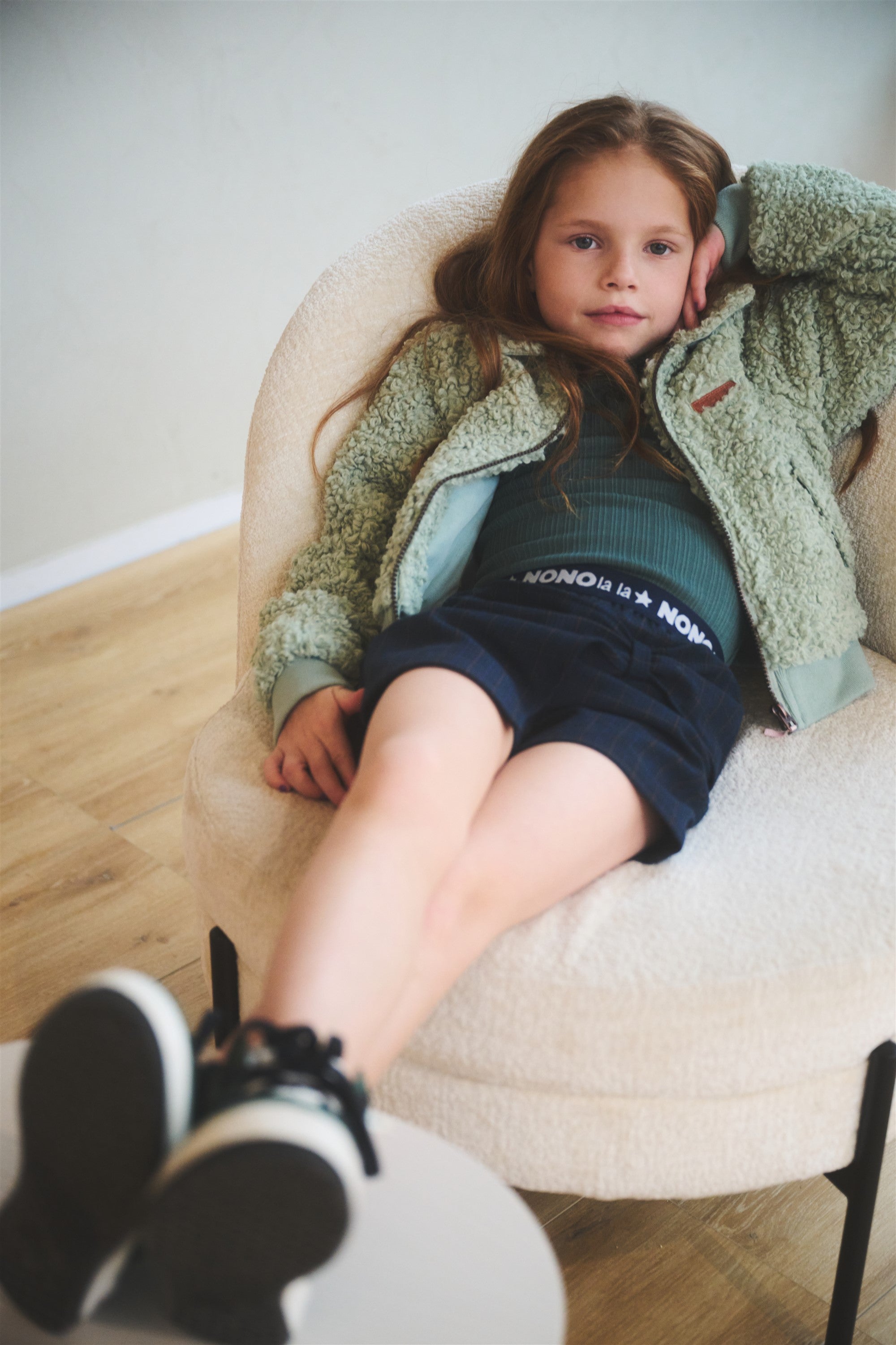 NoNo Dovy Curly Fur Binnen Jas Groen