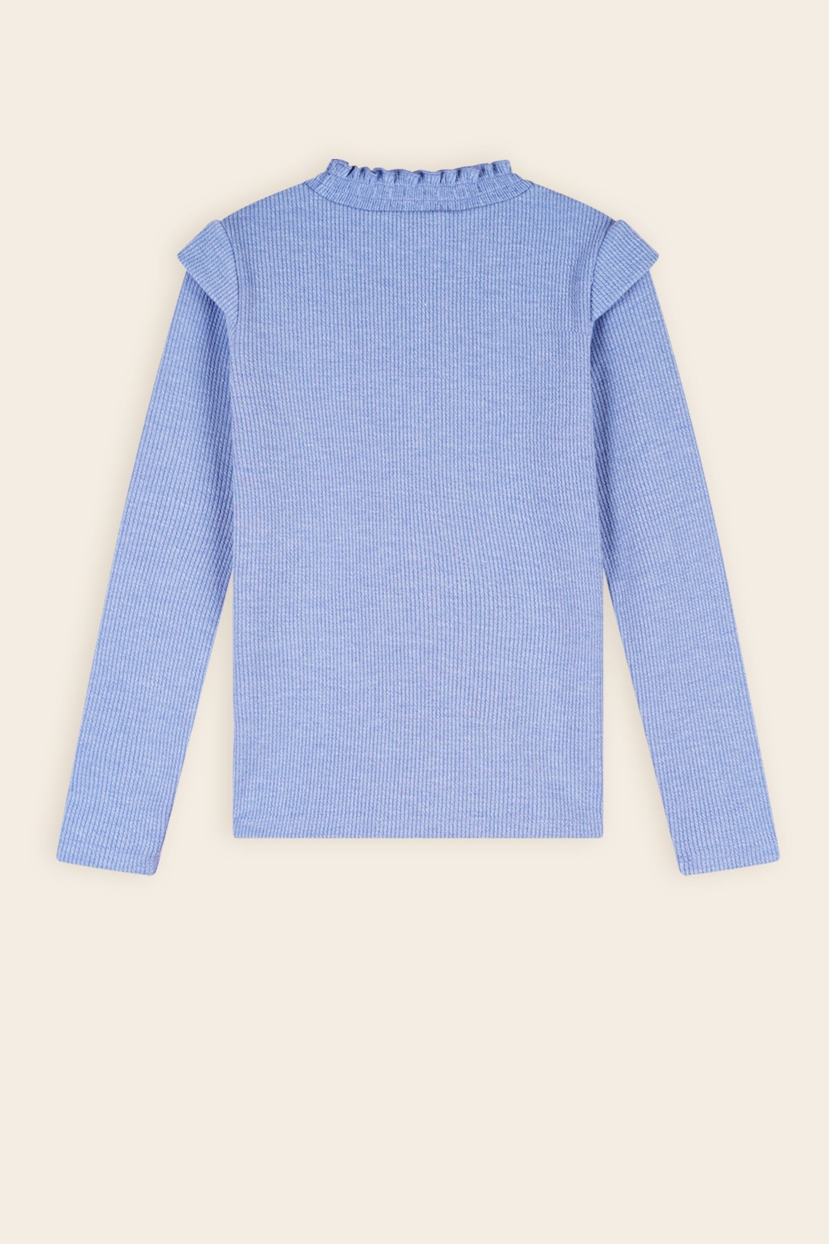 Kina Melange Rib Jersey Tshirt Blauw