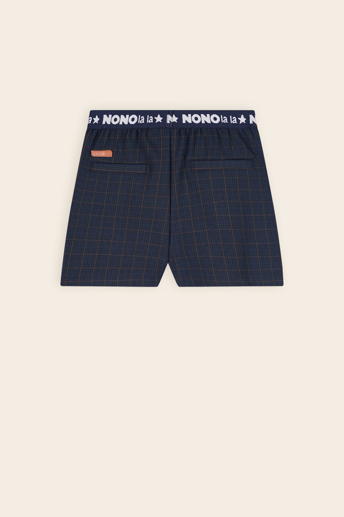 NoNo Sayu Geruiten Skort met Strik Detail Navy