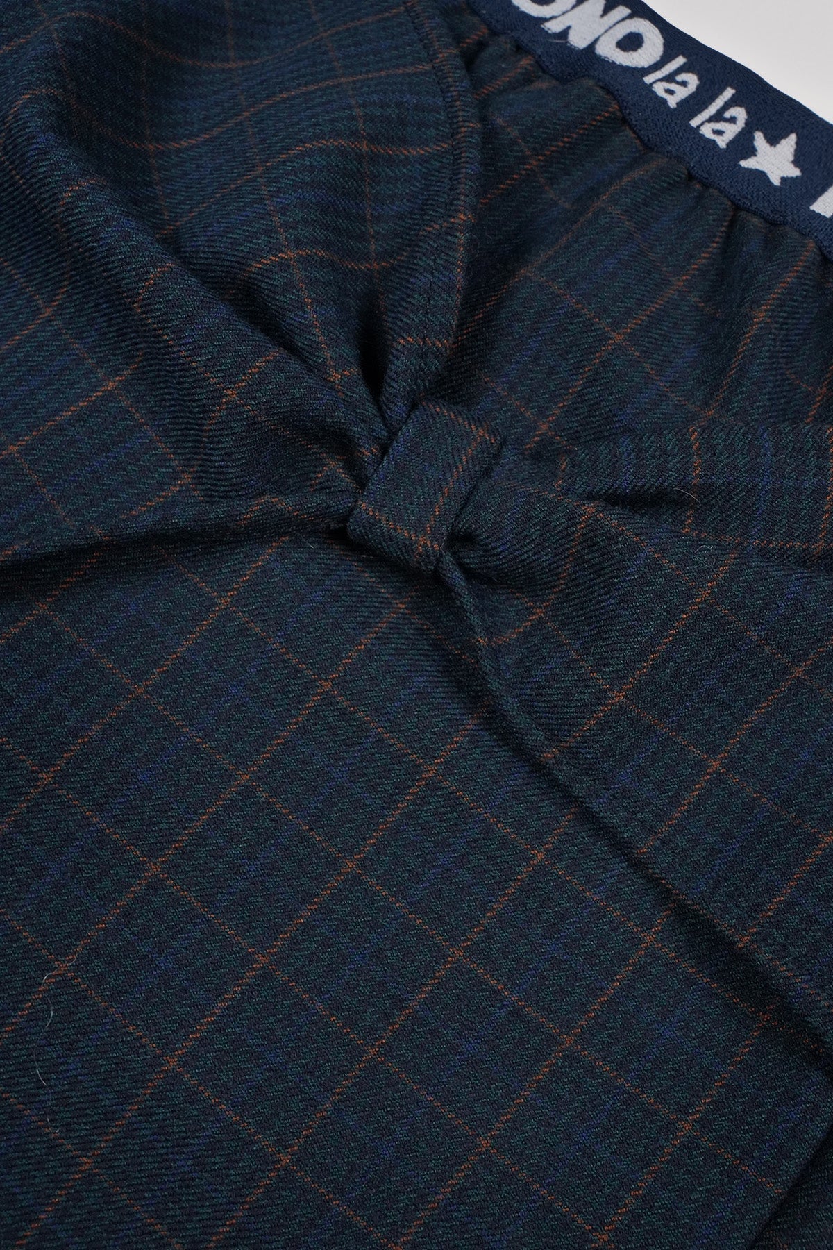 NoNo Sayu Geruiten Skort met Strik Detail Navy