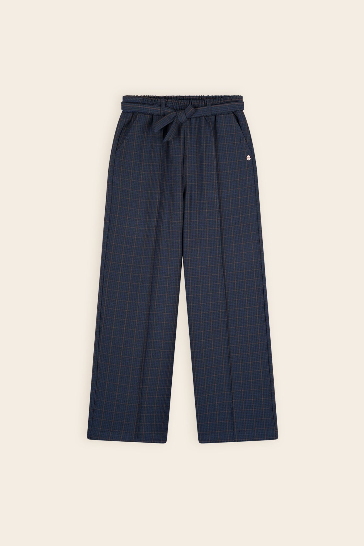 Sayla Geruiten Palazzo Broek Navy