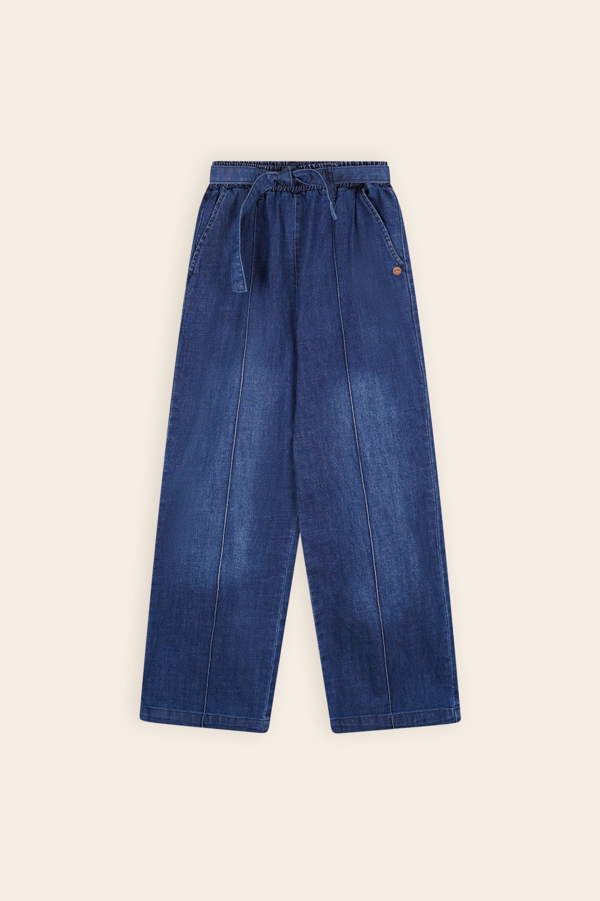 Sayla Light Weight Denim Palazzo Broek Navy