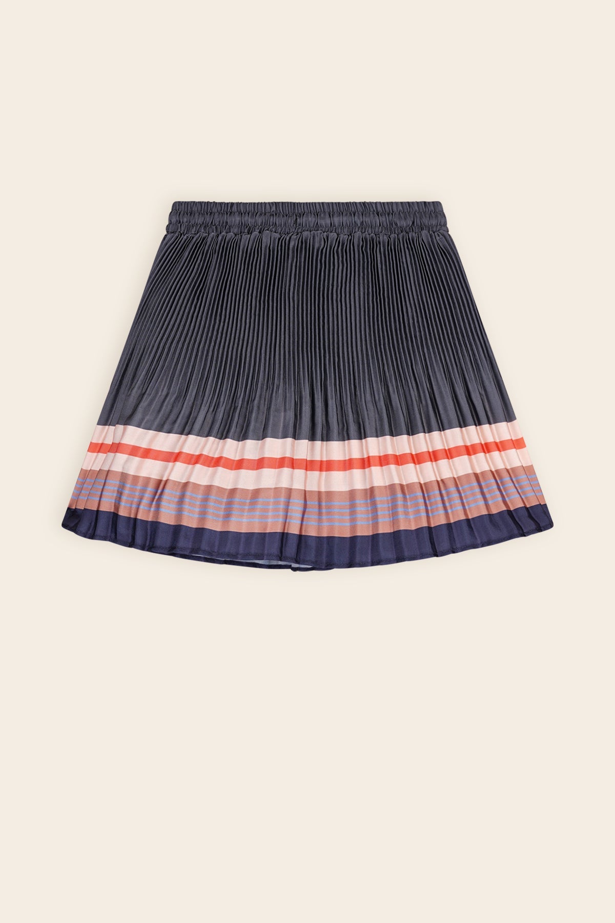 NoNo Nulan Satijnen Plissee Rok met Borderprint Navy