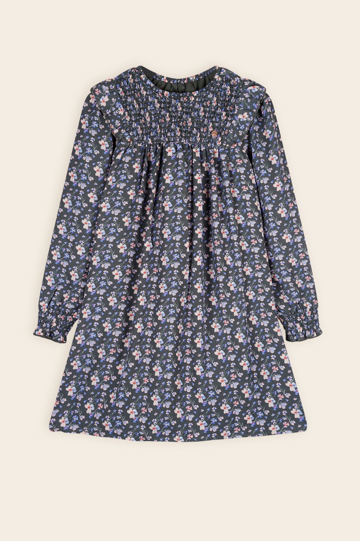 NoNo Maan Geprinte Bloemen Jurk met Riem AOP Groen