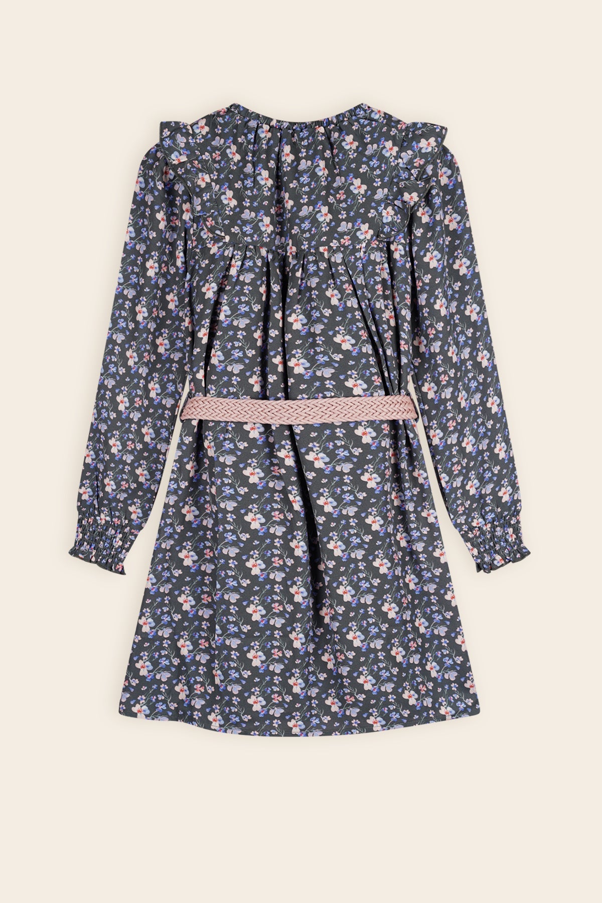 NoNo Maan Geprinte Bloemen Jurk met Riem AOP Groen