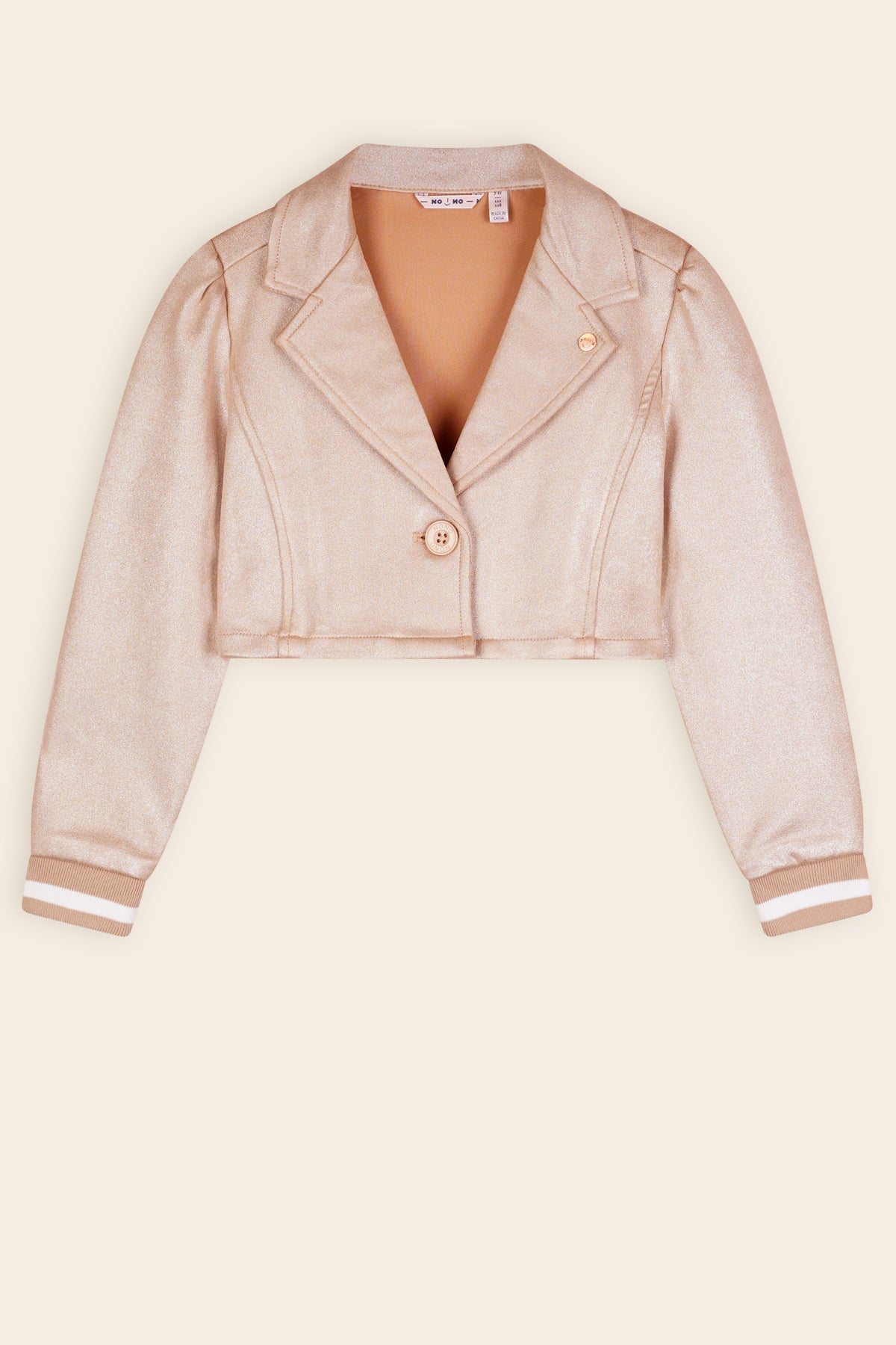 NoNo Dissy Gekropte Suede Blazer Licht Goud