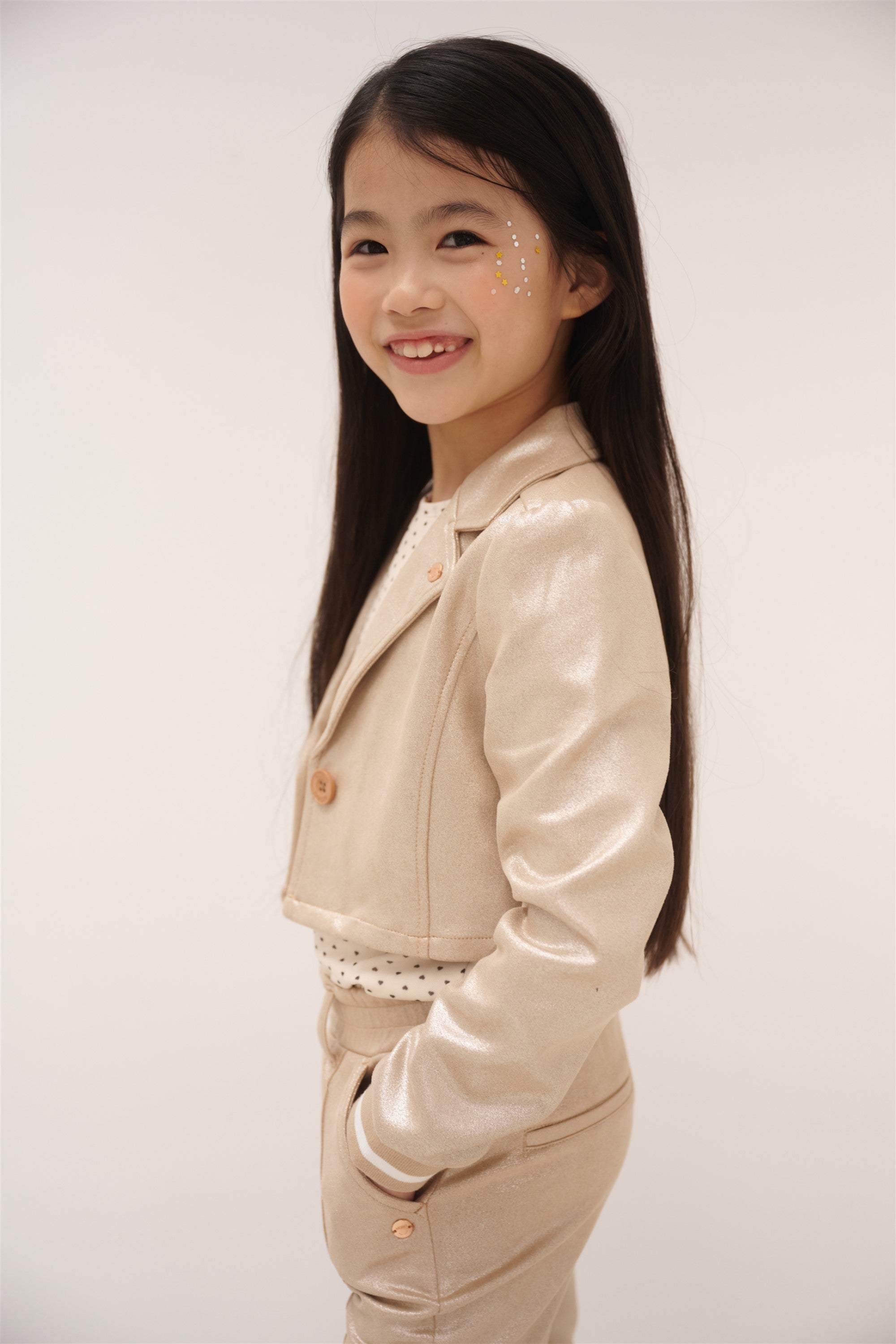 NoNo Dissy Gekropte Suede Blazer Licht Goud
