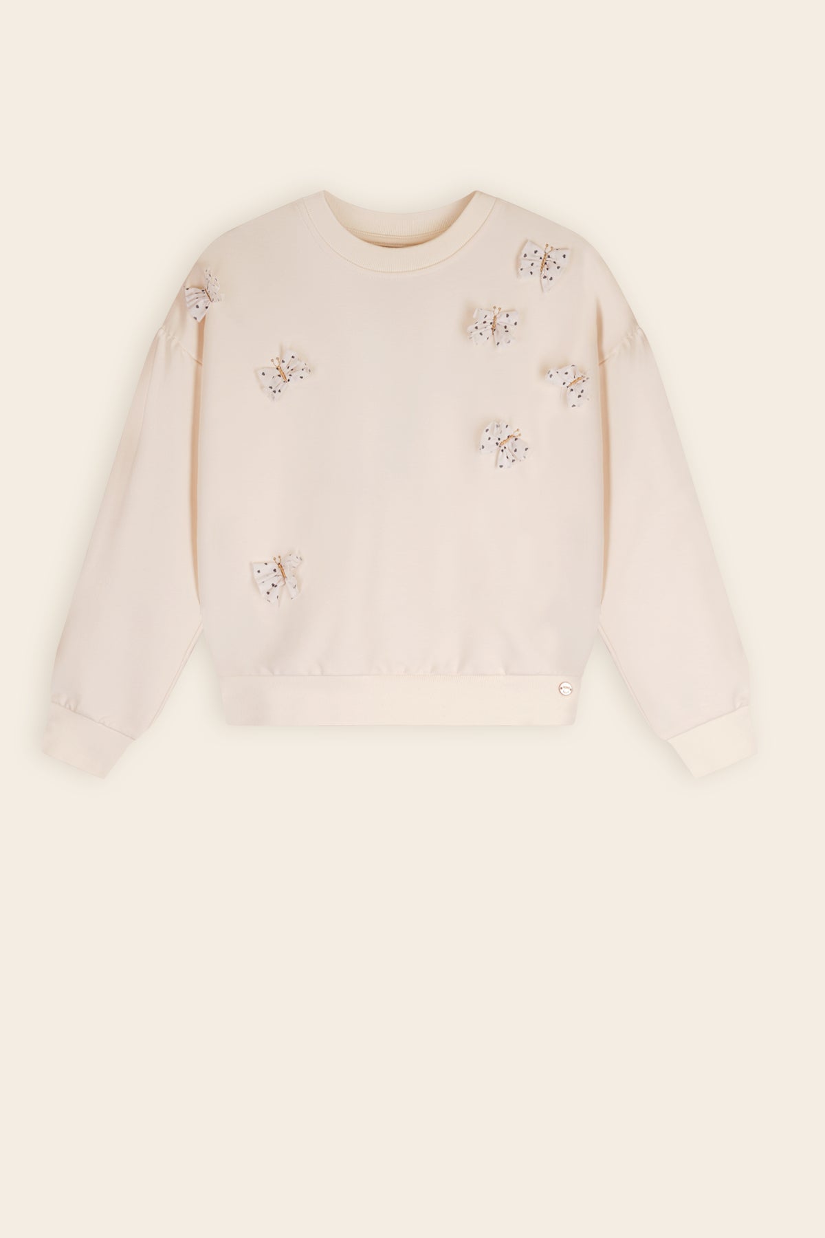 NoNo Kimas Sweater Vlinder Applicatie Ivoor