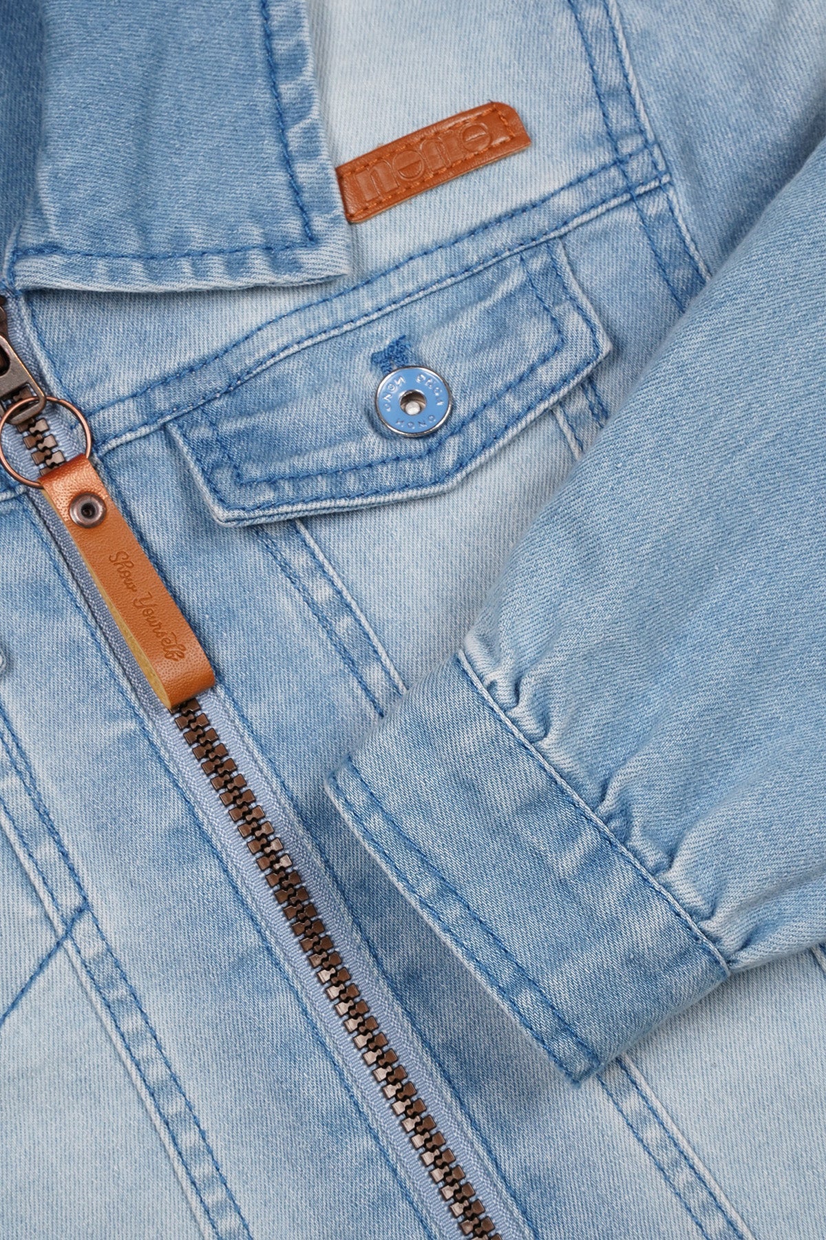 NoNo Donna Denim Jas met Rits Licht Blauw